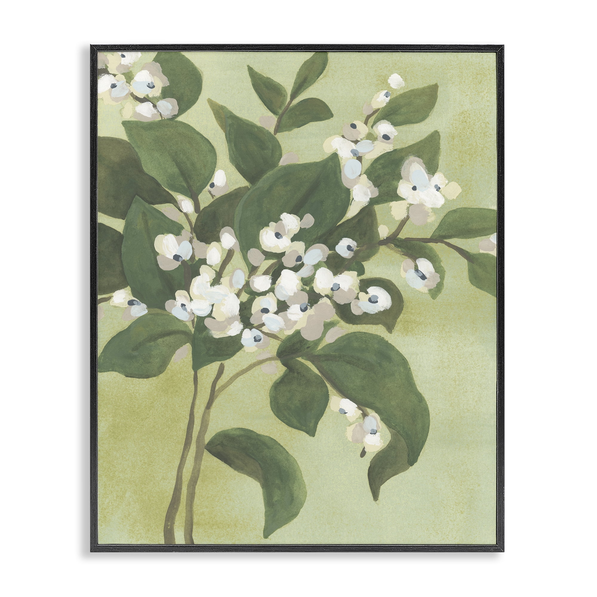 Stupell Industries Verdant Branch Blossoms Black Framed Giclee Art, design by June Erica Vess