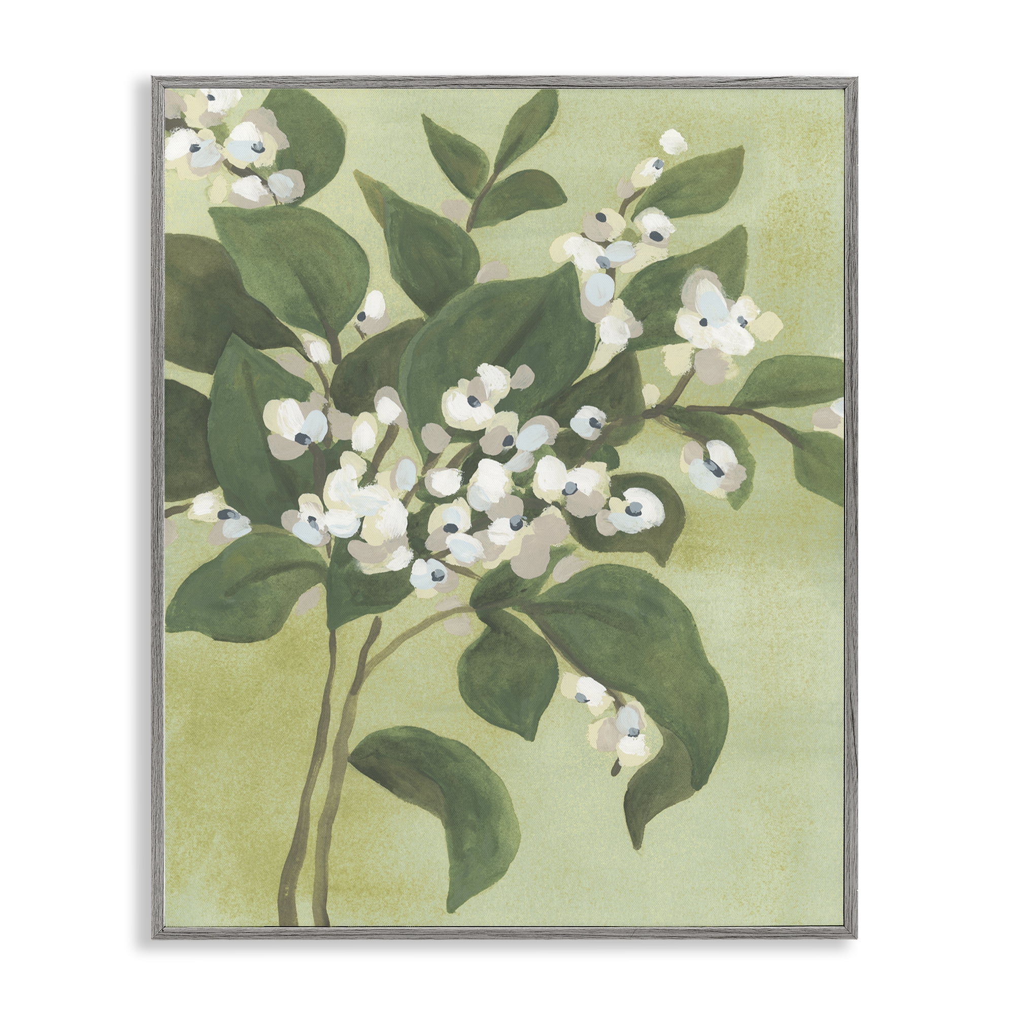 Stupell Industries Verdant Branch Blossoms Gray Framed Giclee Art, design by June Erica Vess