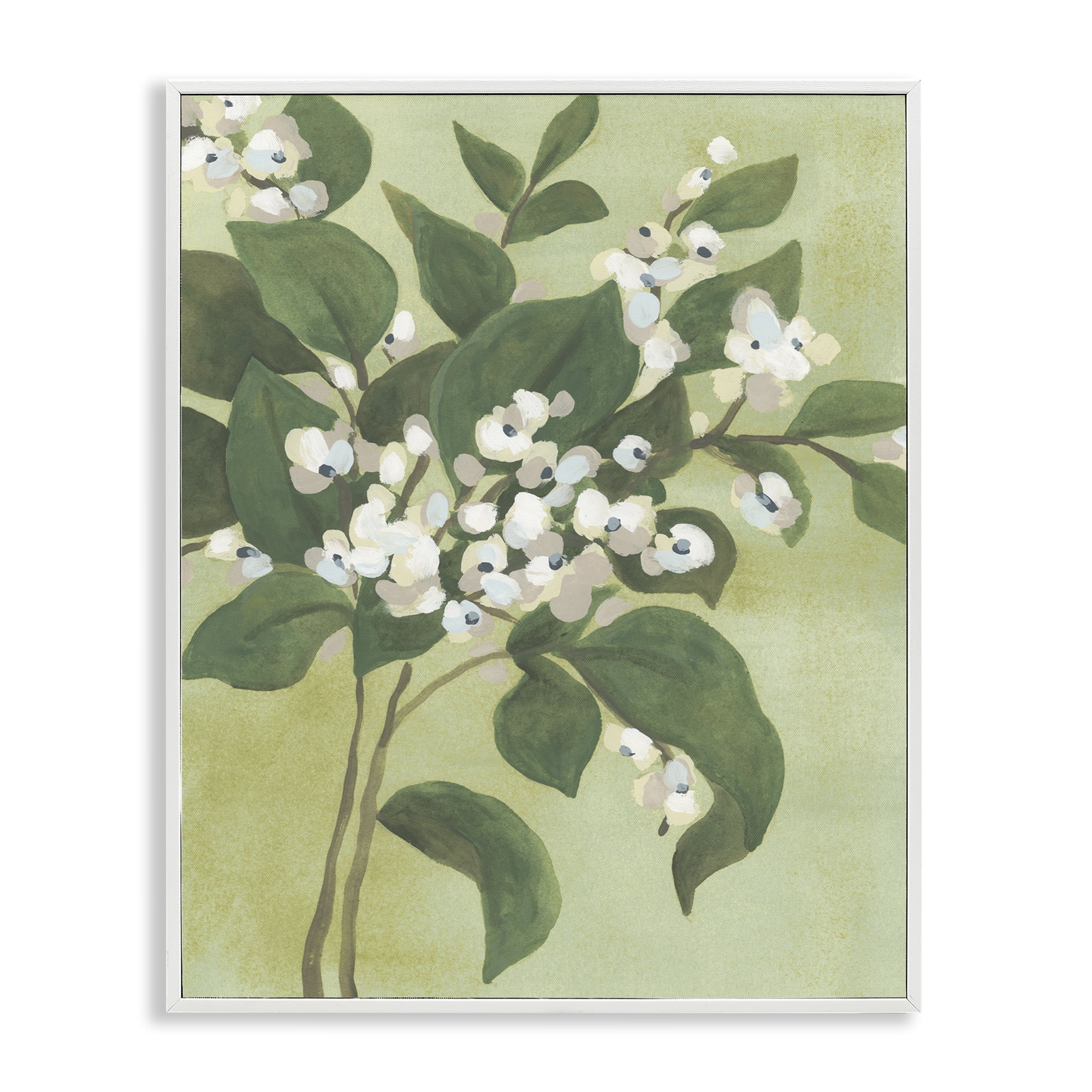 Stupell Industries Verdant Branch Blossoms White Framed Giclee Art, design by June Erica Vess