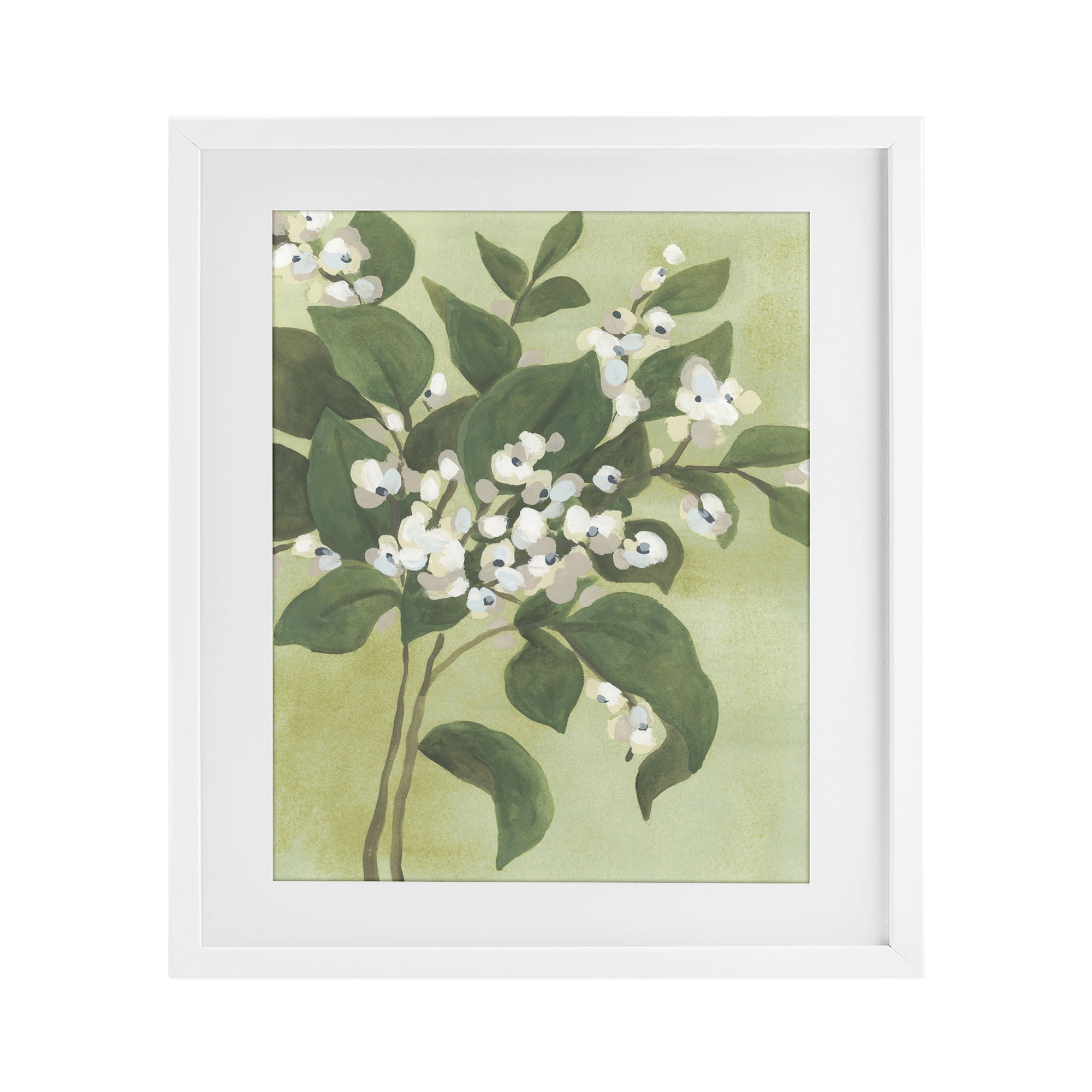 Stupell Industries Verdant Branch Blossoms White Framed Print Under Glass, design by June Erica Vess