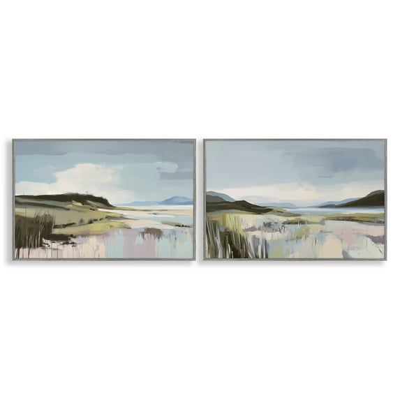 Stupell Industries Verdant Coastal Waters 2 Piece Gray Framed Giclee Art Set design by Elara Yasna, 20 x 30