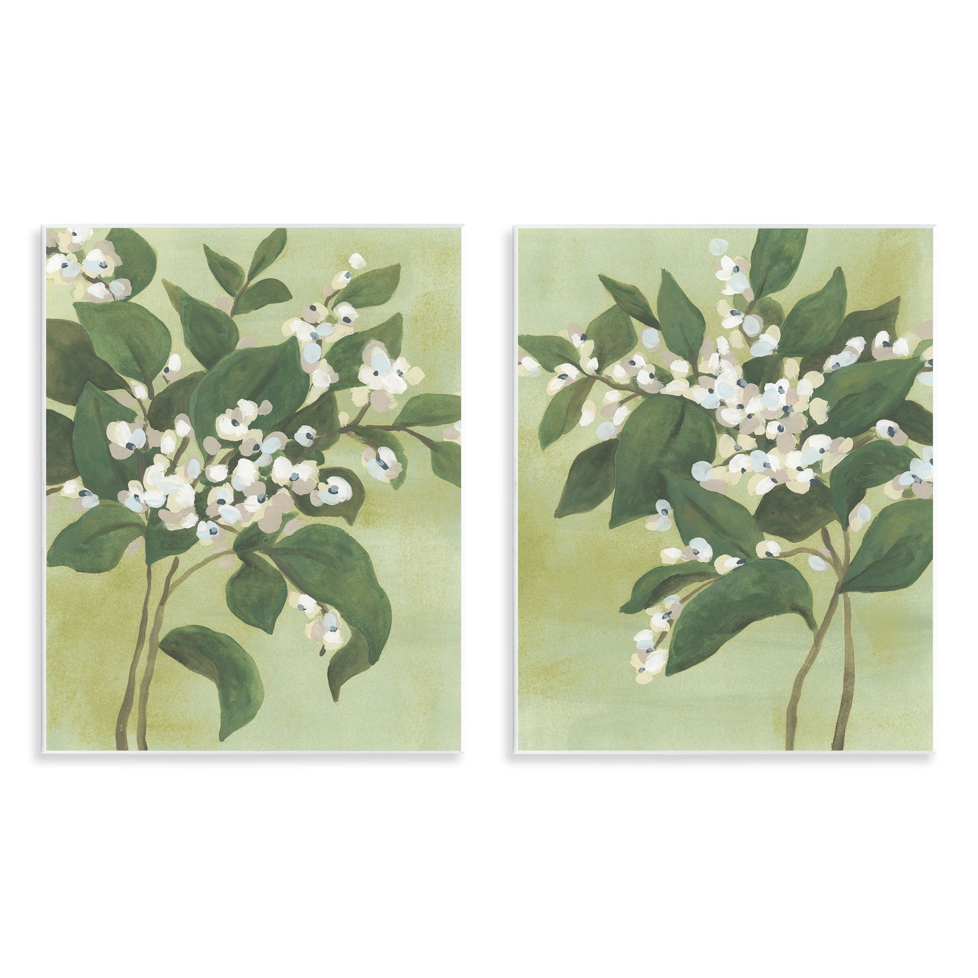 Stupell Industries Verdant Herb Blossoms 2 Piece Wall Plaque Art Set, design by June Erica Vess