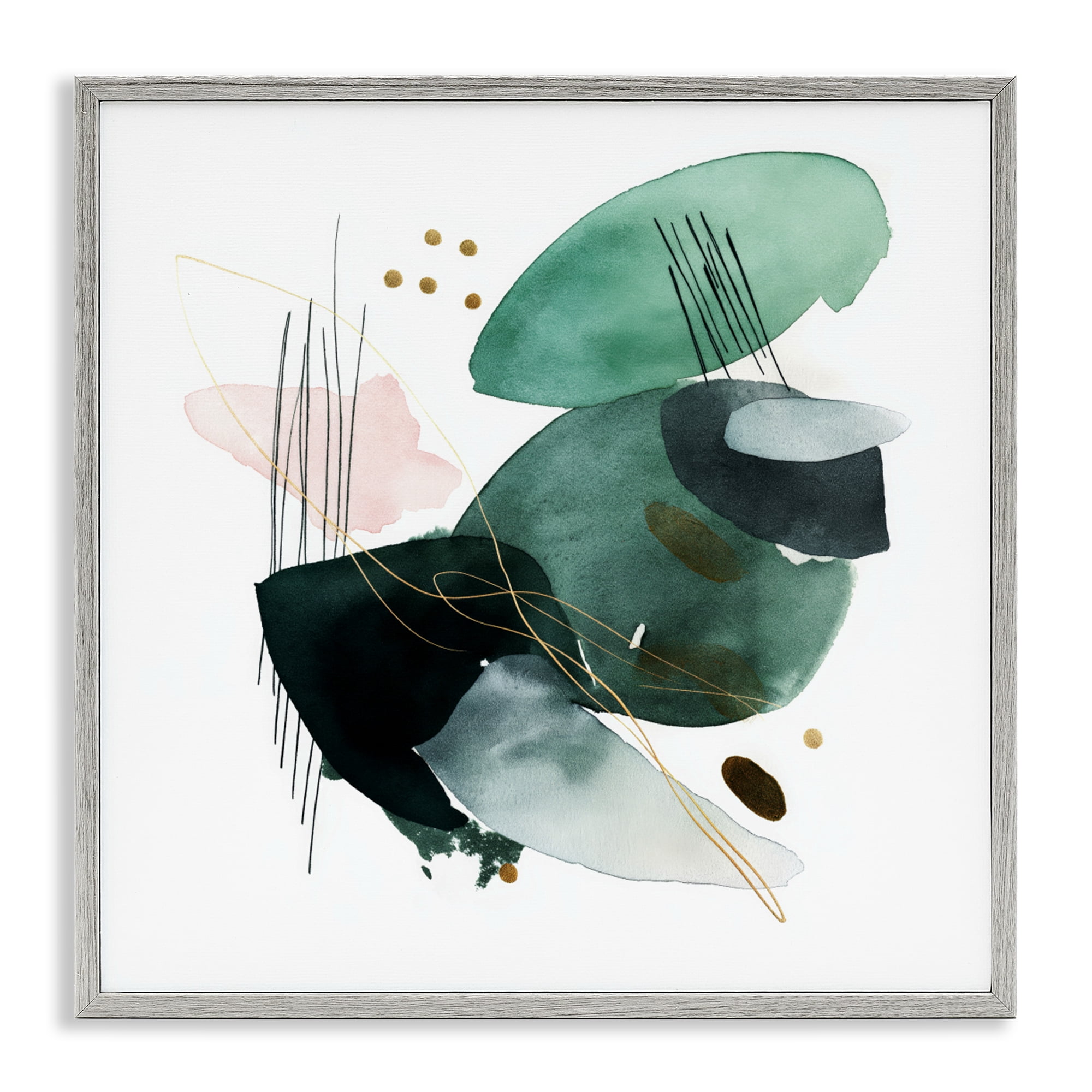 Stupell Industries Verdant Horizon Shapes Gray Framed Giclee Art, design by Svetlana Aleynikova