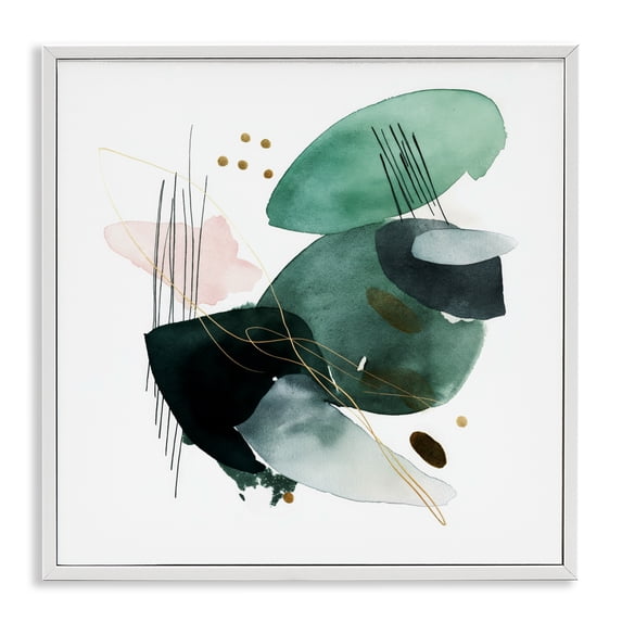 Stupell Industries Contemporary Verdant Horizon Shapes White Framed Giclee Art, 24 x 24, by Svetlana Aleynikova
