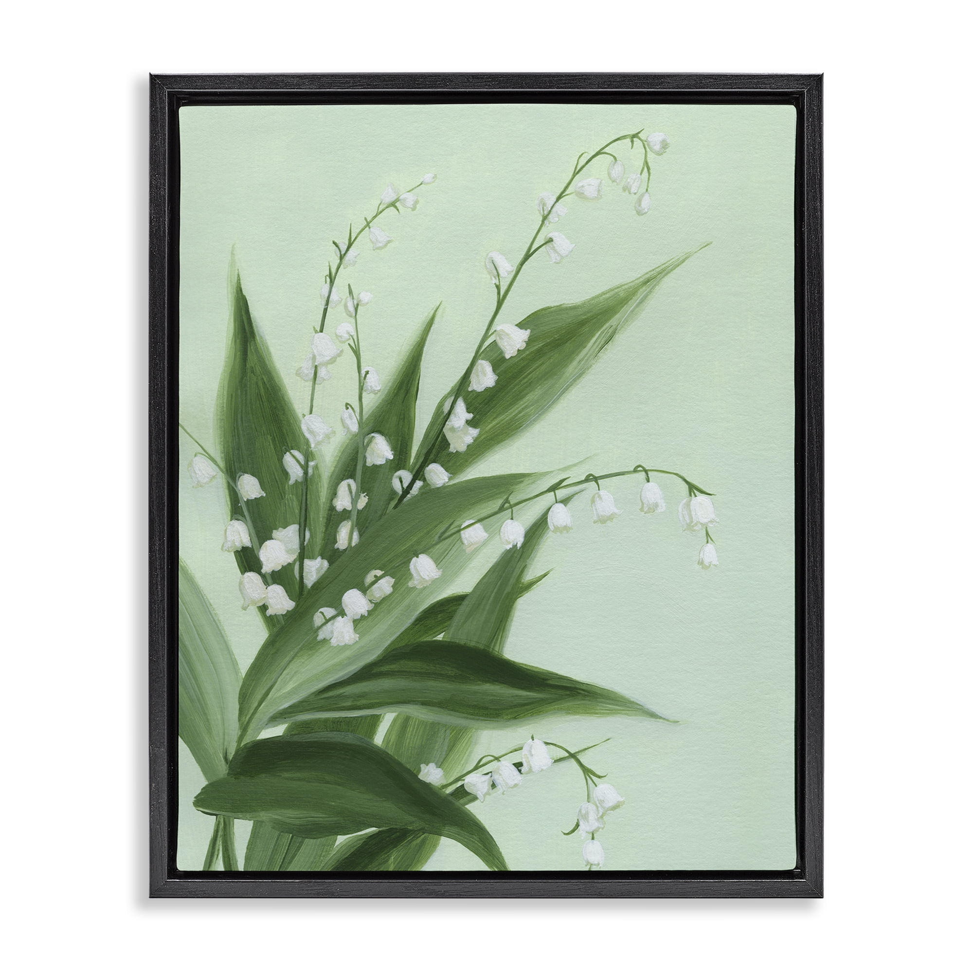 Stupell Industries Verdant Lily Of Valley Black Framed Floater Canvas Wall Art, design by Grace Popp