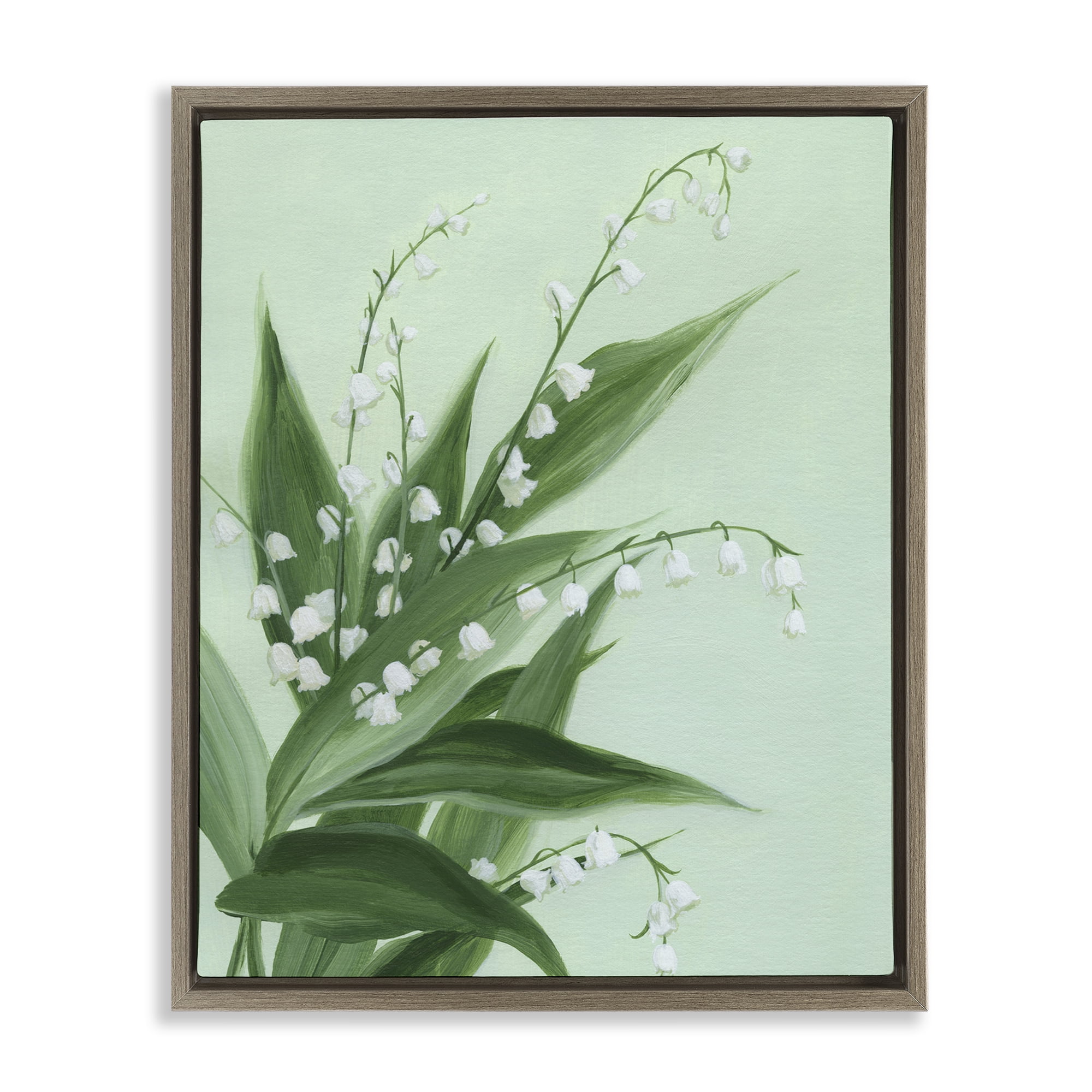 Stupell Industries Verdant Lily Of Valley Brown Framed Floater Canvas Wall Art, design by Grace Popp