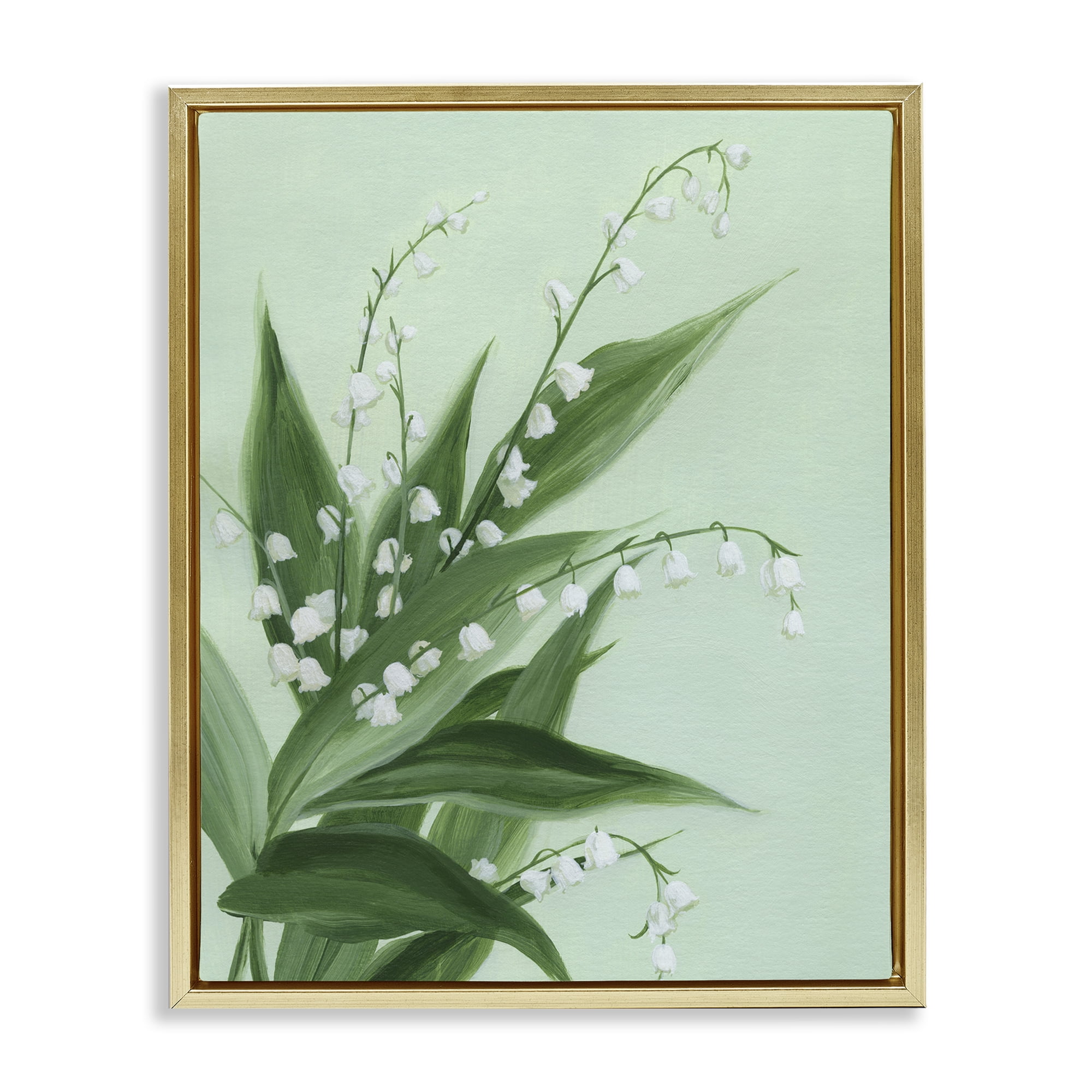 Stupell Industries Verdant Lily Of Valley Gold Framed Floater Canvas Wall Art, design by Grace Popp
