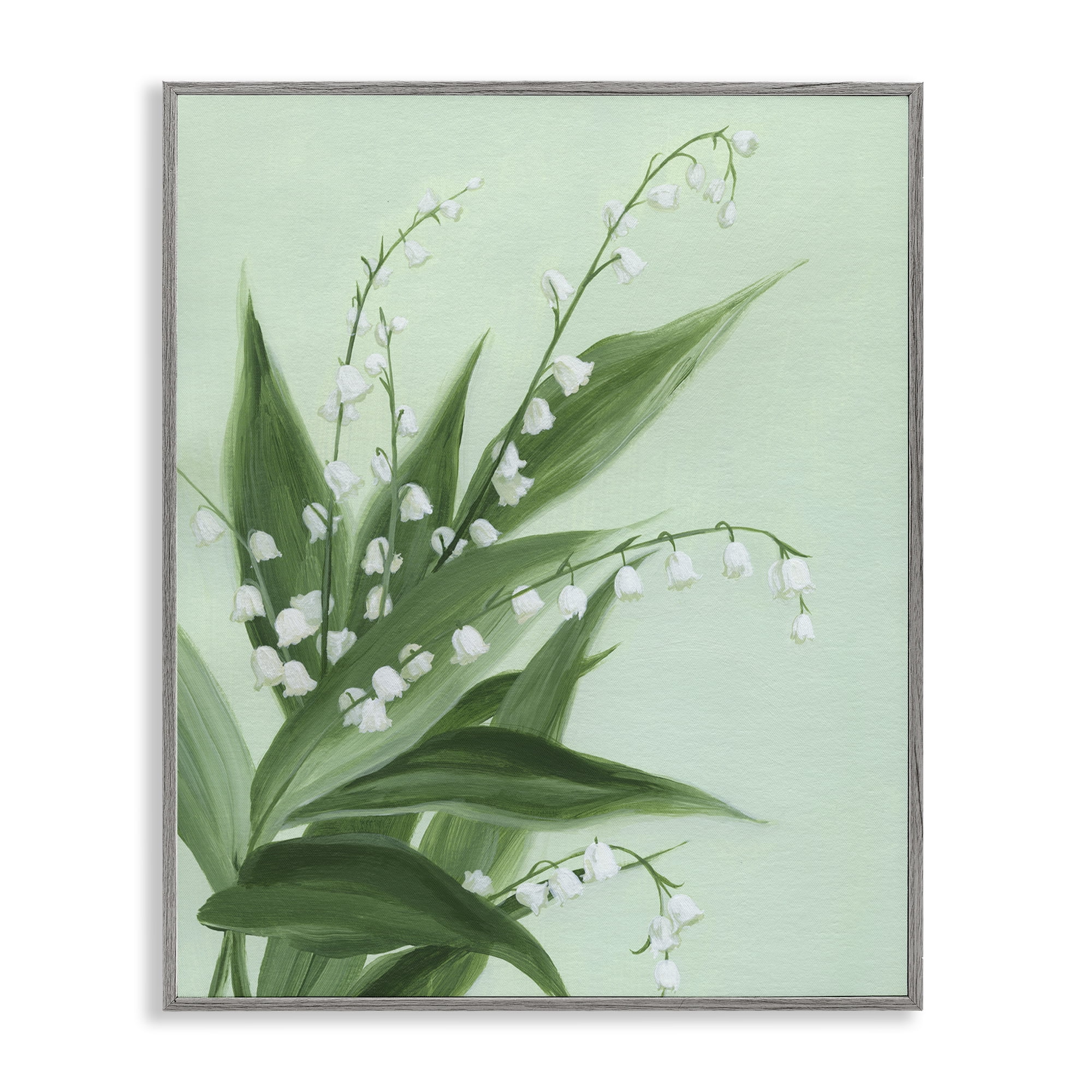 Stupell Industries Verdant Lily Of Valley Gray Framed Giclee Art, design by Grace Popp