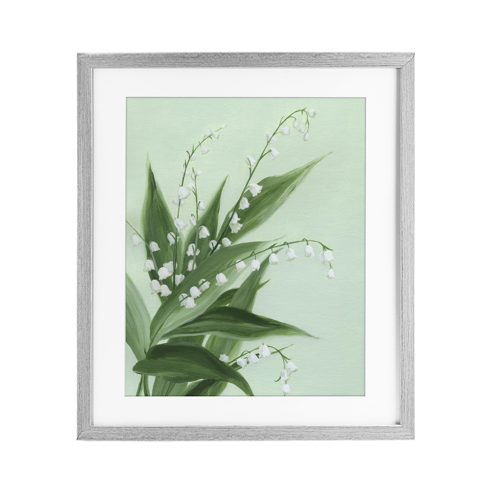 Stupell Industries Verdant Lily Of Valley Gray Framed Print Under Glass, design by Grace Popp