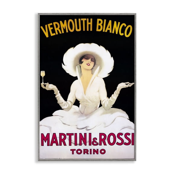 Stupell Industries Vermouth Vintage Lady Advertisement People Painting Gray Framed Art Print Wall Art, 12 x 18