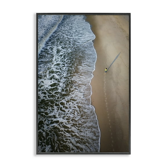 Stupell Industries Vertical Aerial Beach View Nautical & Beach Photography Black Framed Art Print Wall Art, 12 x 18