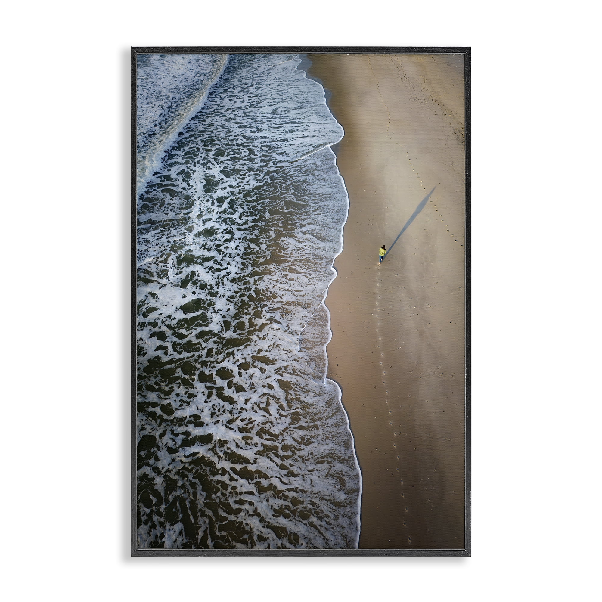 Stupell Industries Vertical Aerial Beach View Nautical & Beach Photography Black Framed Art Print Wall Art, 20 x 30