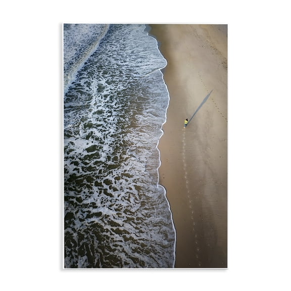 Stupell Industries Vertical Aerial Beach View Nautical & Beach Photography Unframed Art Print Wall Art, 13 x 19