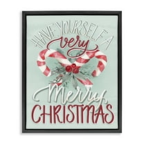 Stupell Industries Very Merry Christmas Holiday Painting Black Floater Framed Canvas Art Prints Wall Art, 17 x 21