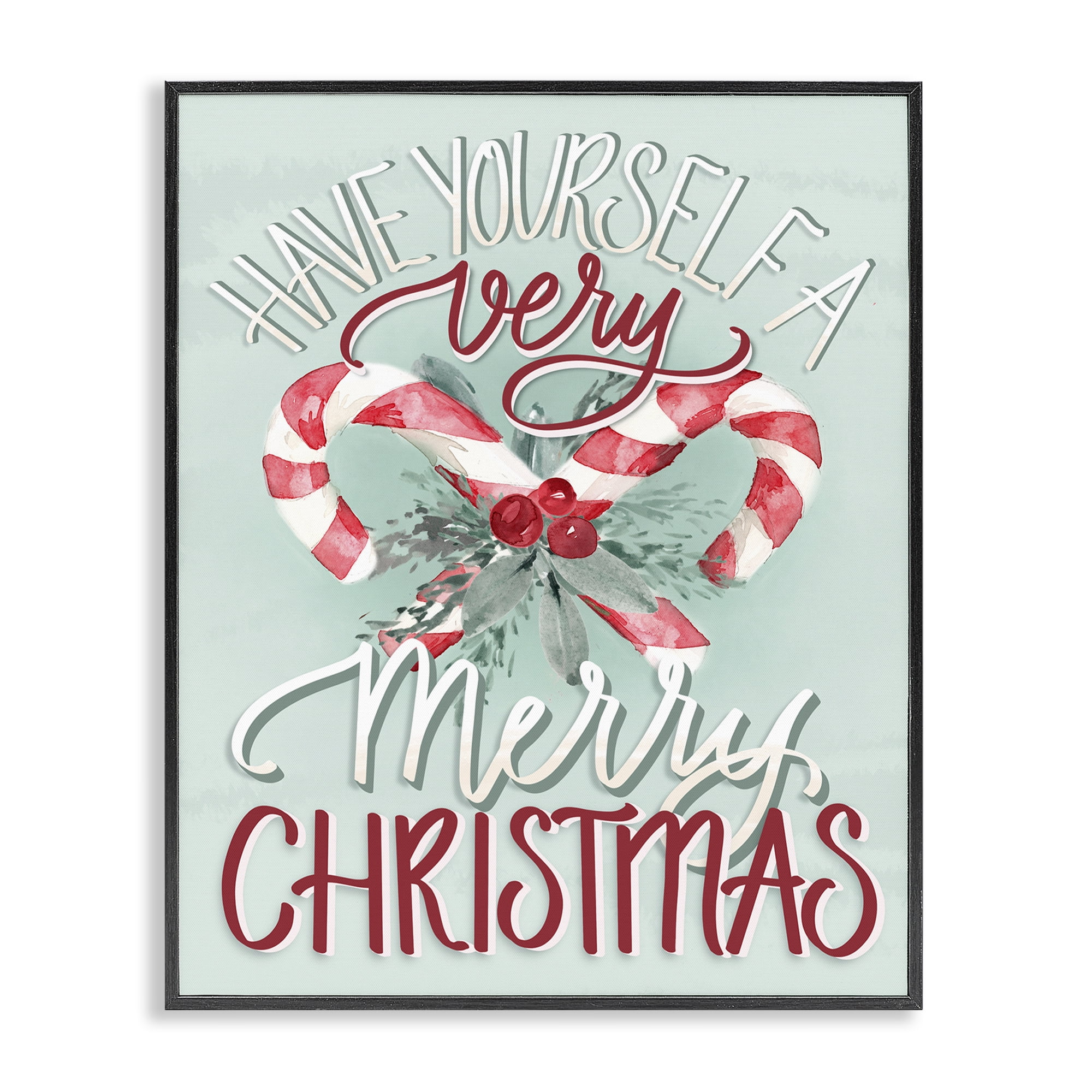 Stupell Industries Very Merry Christmas Holiday Painting Black Framed Art Prints Wall Art, 24 x 30