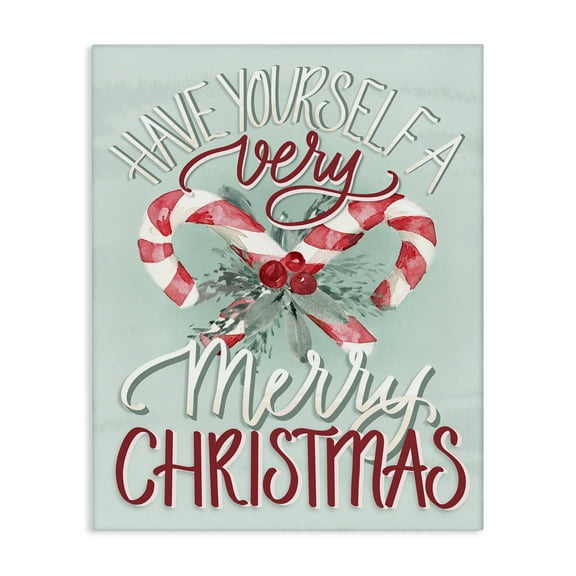 Stupell Industries Very Merry Christmas Holiday Painting Gallery Wrapped Canvas Art Prints Wall Art, 16 x 20
