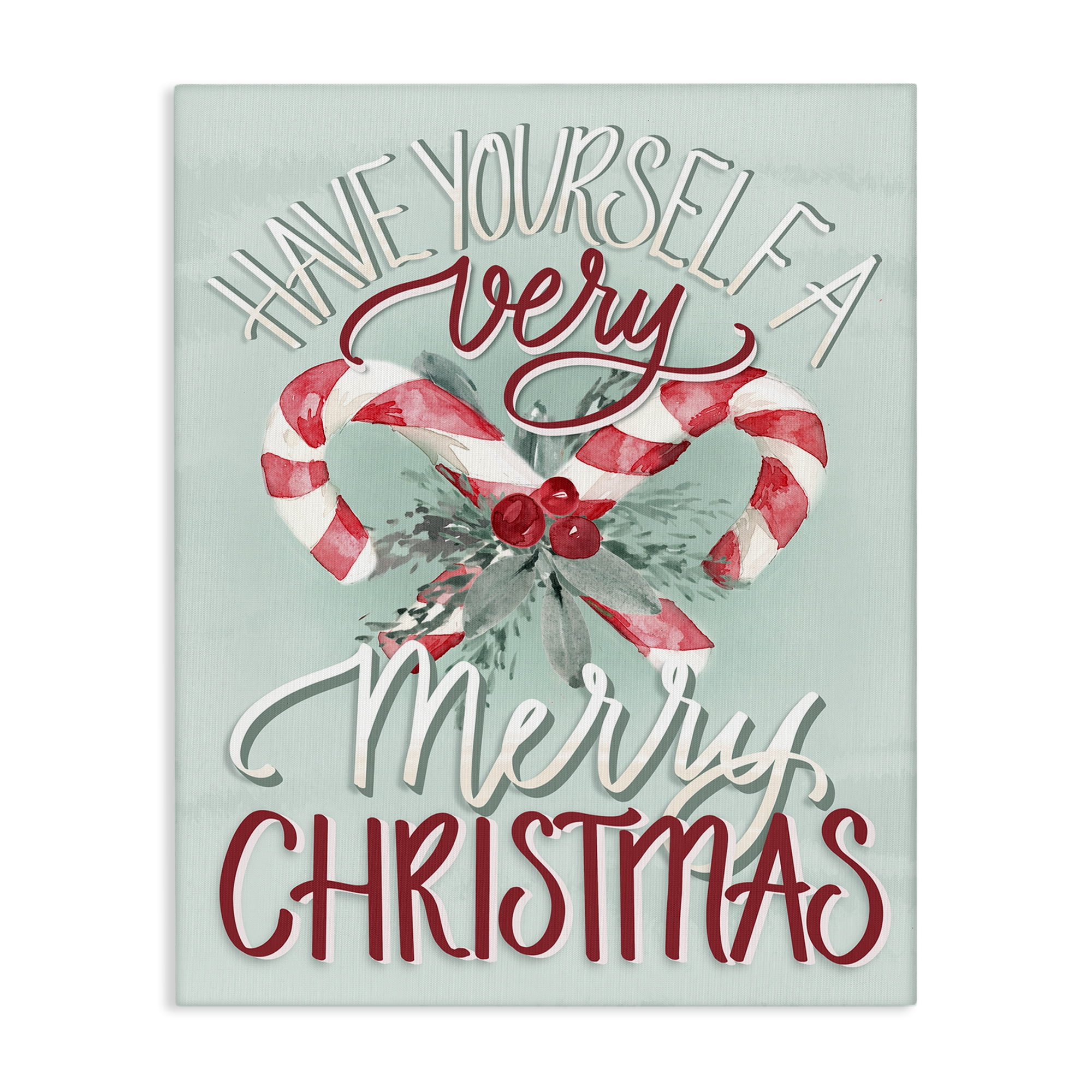 Stupell Industries Very Merry Christmas Holiday Painting Gallery Wrapped Canvas Art Prints Wall Art, 24 x 30