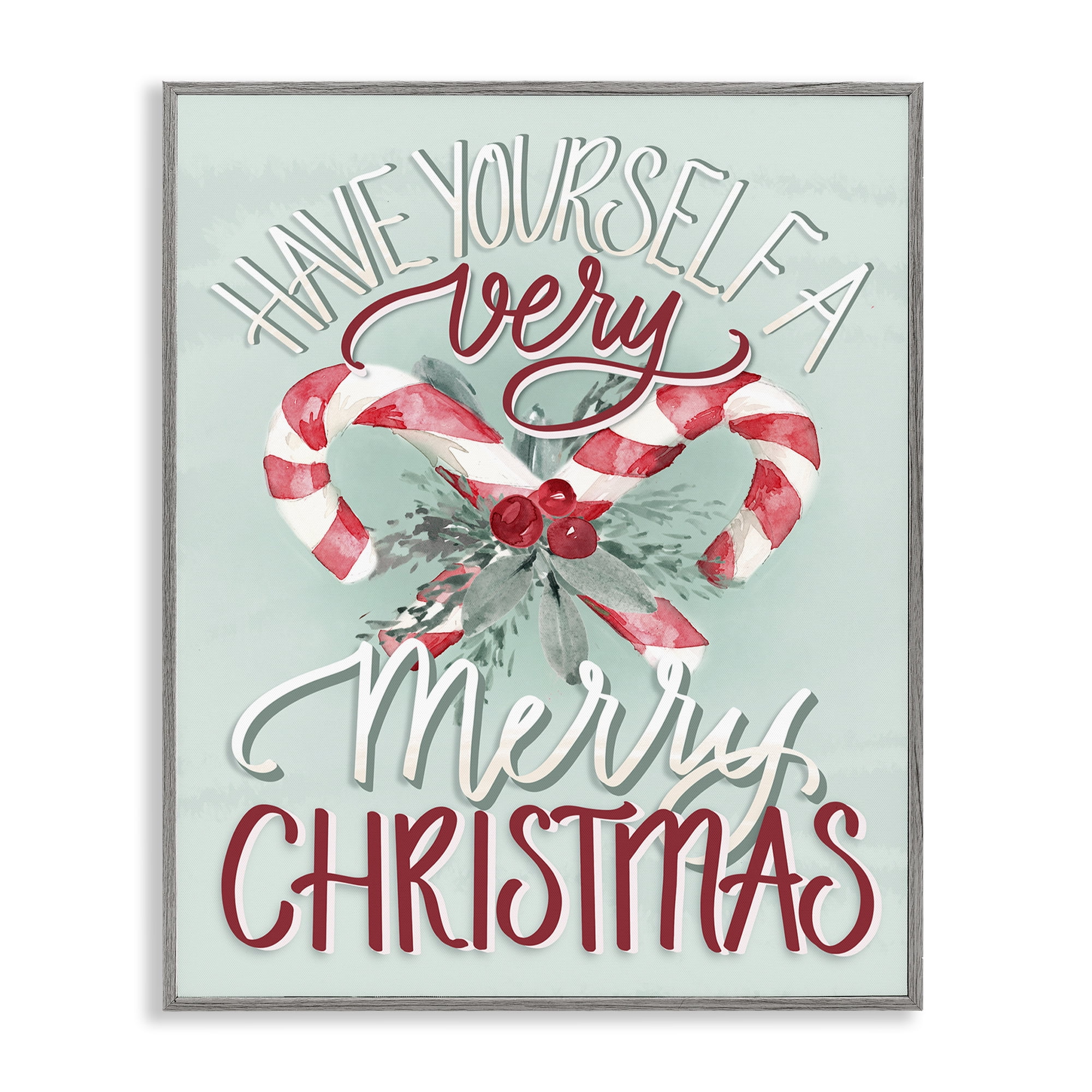 Stupell Industries Very Merry Christmas Holiday Painting Gray Framed Art Prints Wall Art, 11 x 14