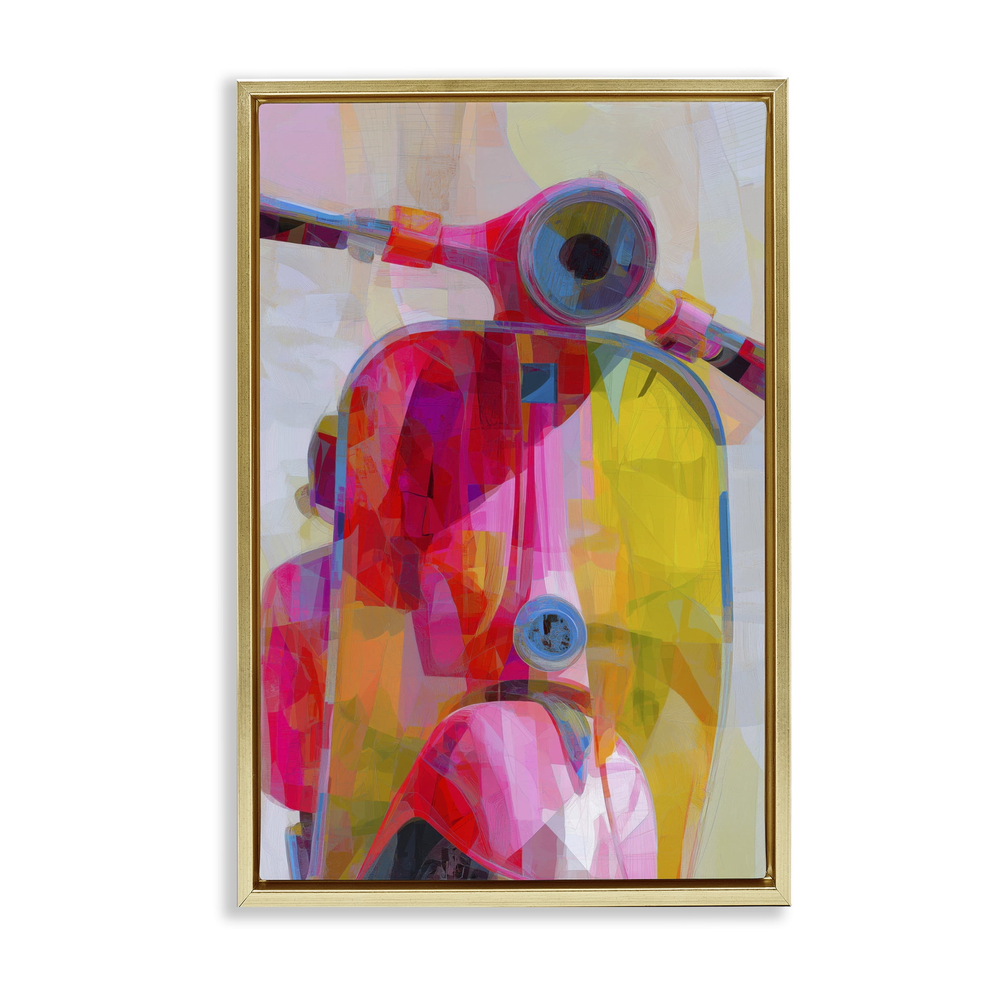 Stupell Industries Vespa in Pink & Yellow Gold Framed Floater Canvas Wall Art, design by Chromatic Storm Studio