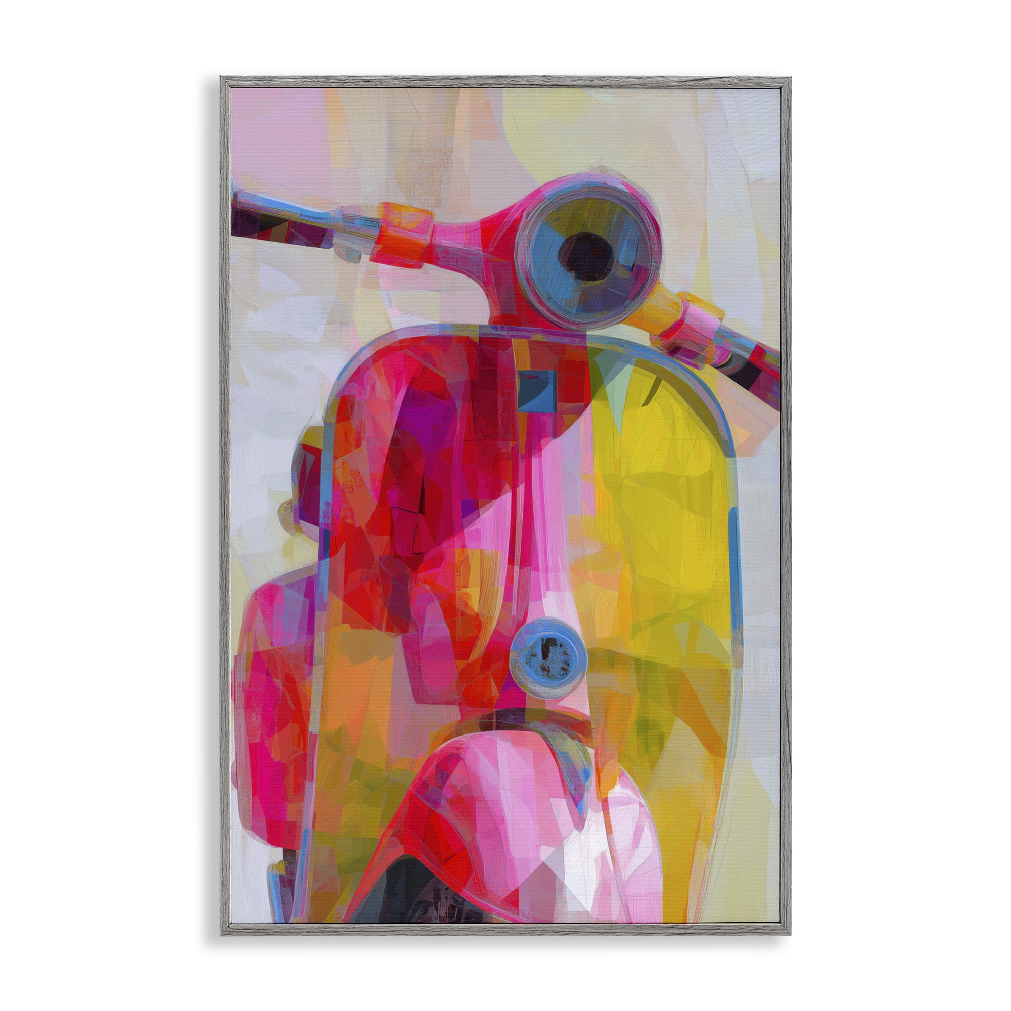 Stupell Industries Vespa in Pink & Yellow Gray Framed Giclee Art, design by Chromatic Storm Studio
