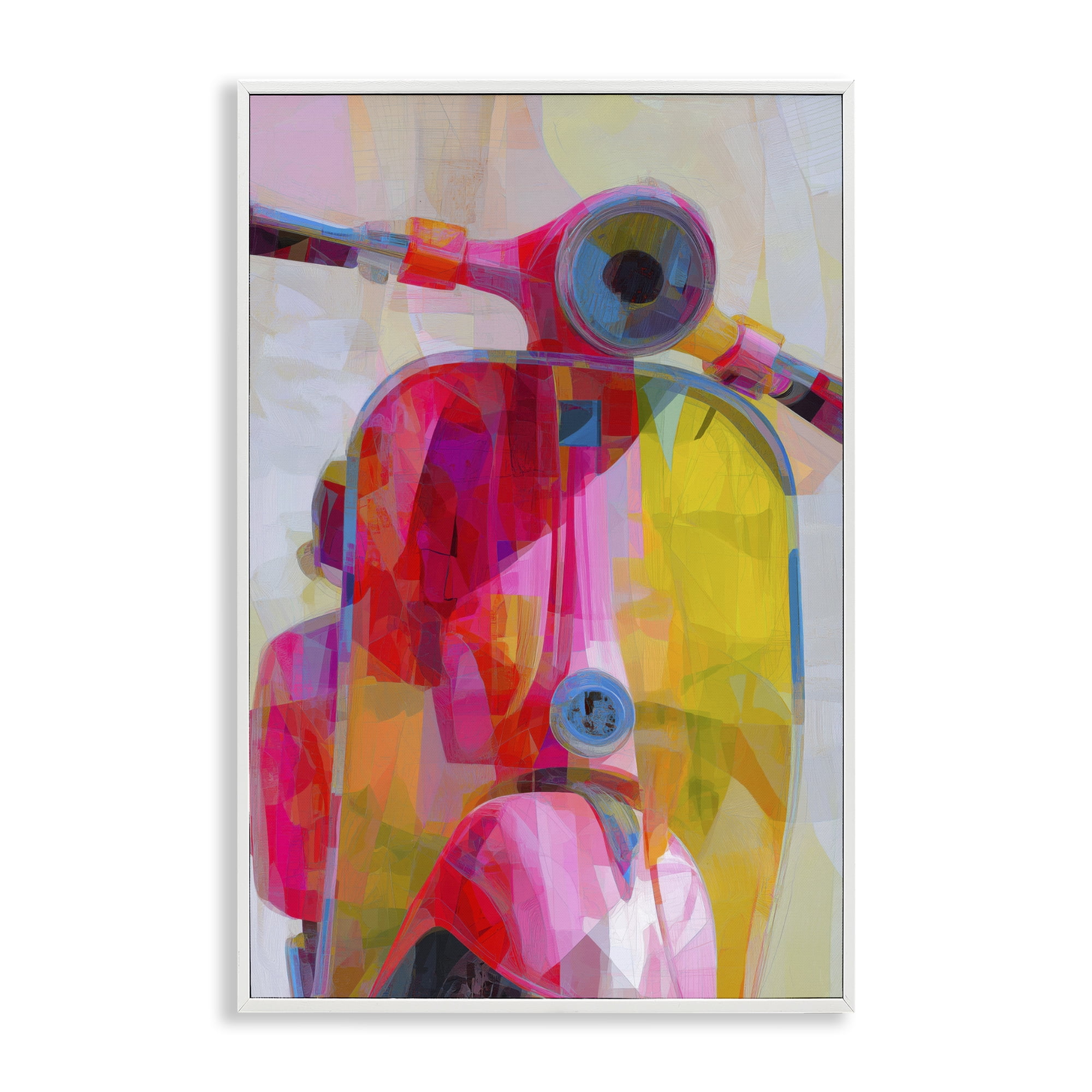 Stupell Industries Vespa in Pink & Yellow White Framed Giclee Art, design by Chromatic Storm Studio