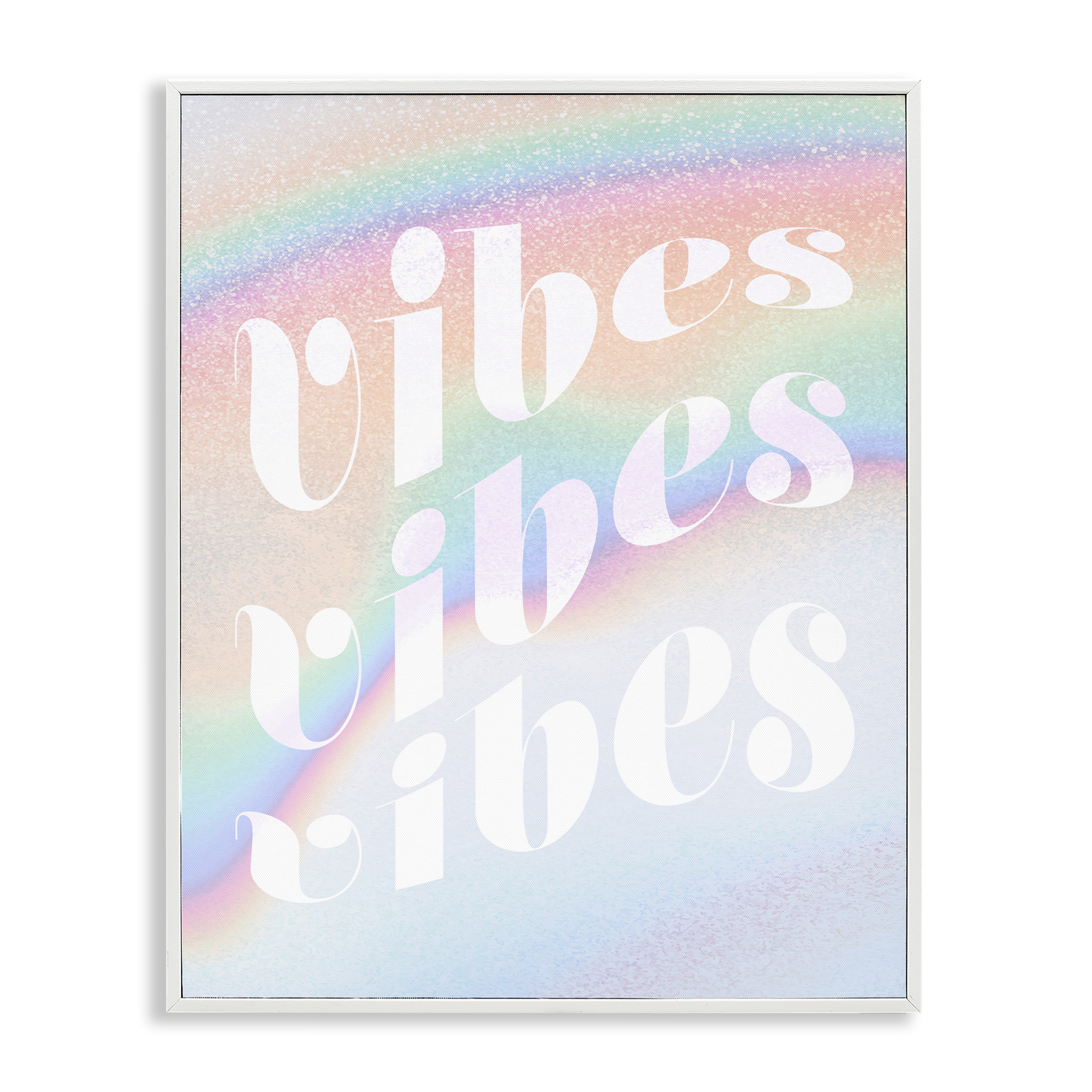 Stupell Industries Vibes over Glam Rainbow Text & Numbers Painting White Framed Art Print Wall Art, 11 x 14