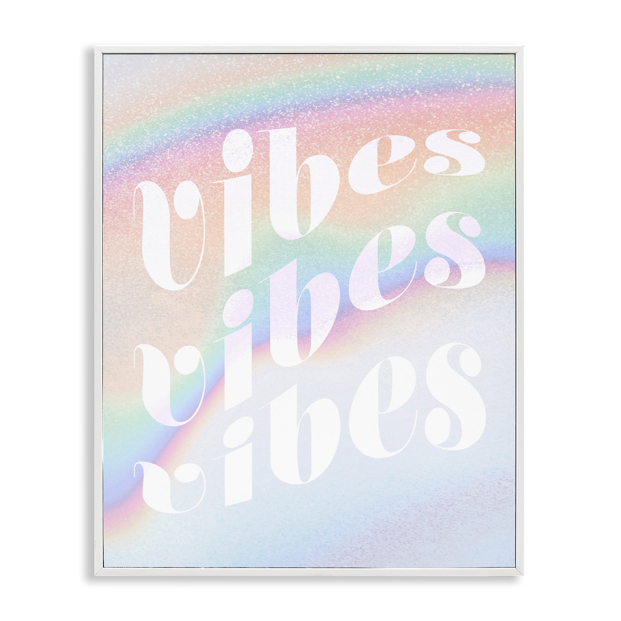 Stupell Industries Vibes over Glam Rainbow Text & Numbers Painting White Framed Art Print Wall Art, 24 x 30