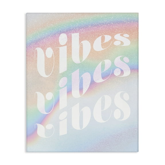 Stupell Industries Vibes over Glam Rainbow Text & Numbers Painting Wrapped Canvas Art Print Wall Art, 16 x 20