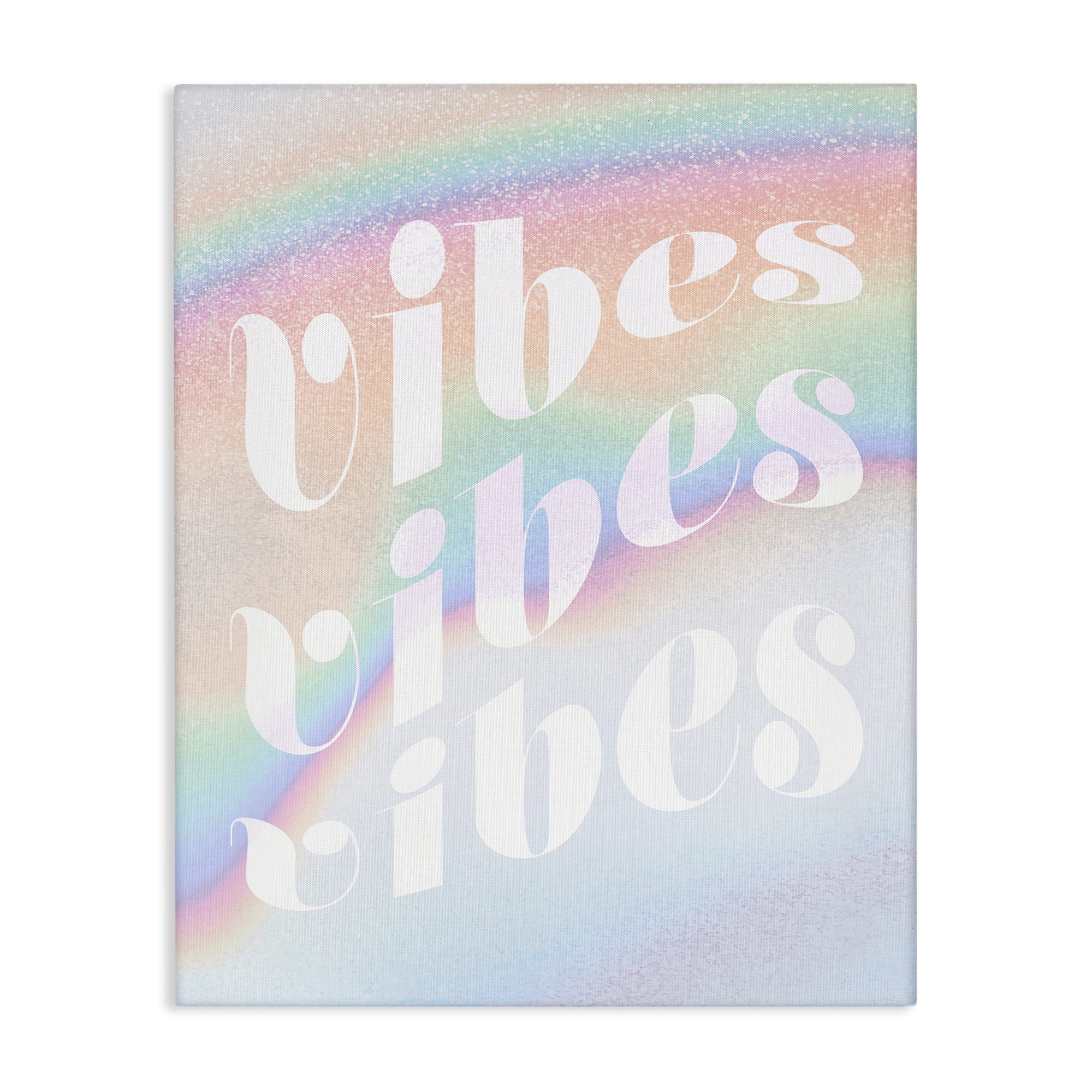 Stupell Industries Vibes over Glam Rainbow Text & Numbers Painting Wrapped Canvas Art Print Wall Art, 30 x 40