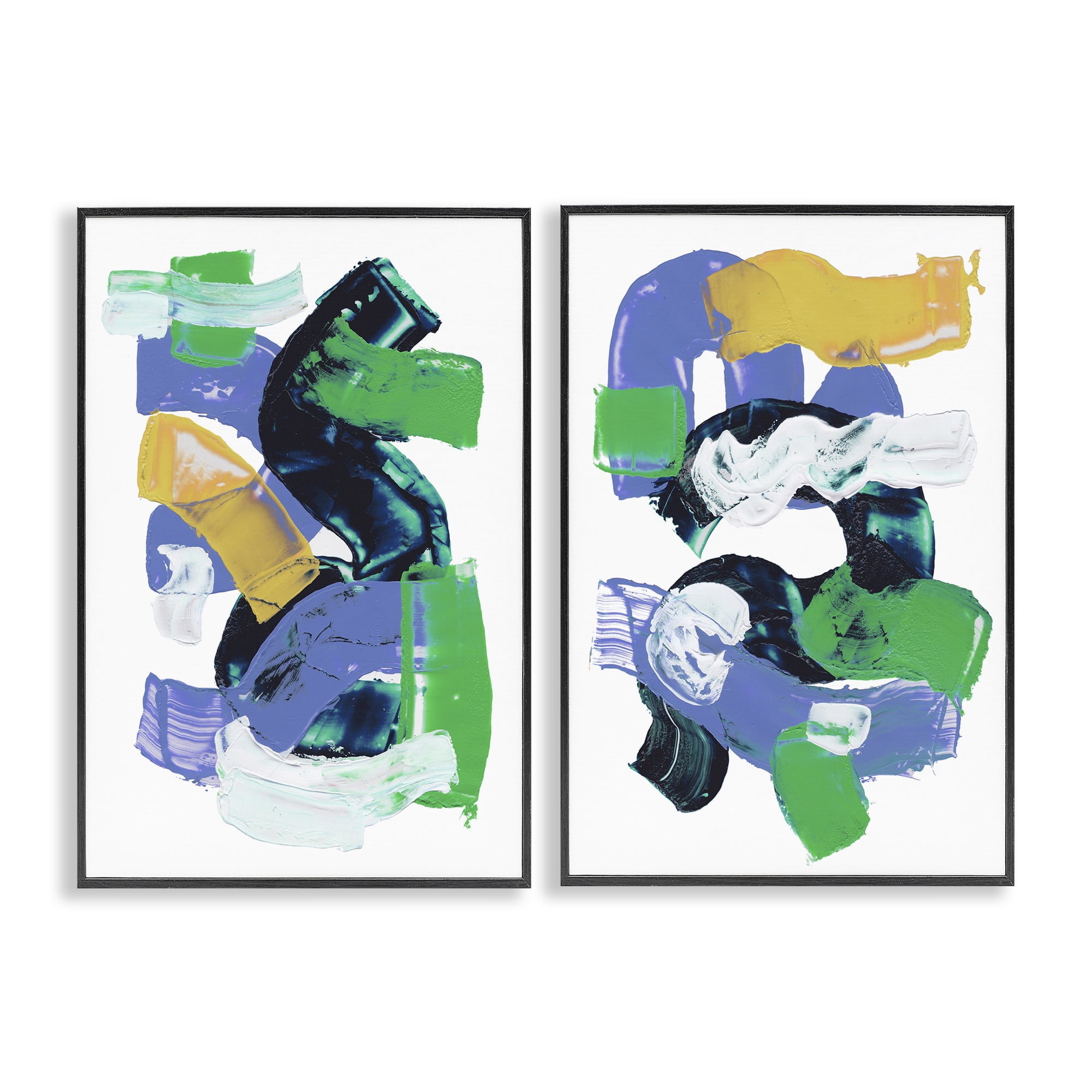 Stupell Industries Vibrant Abstract Tubes Abstract Painting Black Framed Art Print Wall Art, 12 x 18, Set of 2