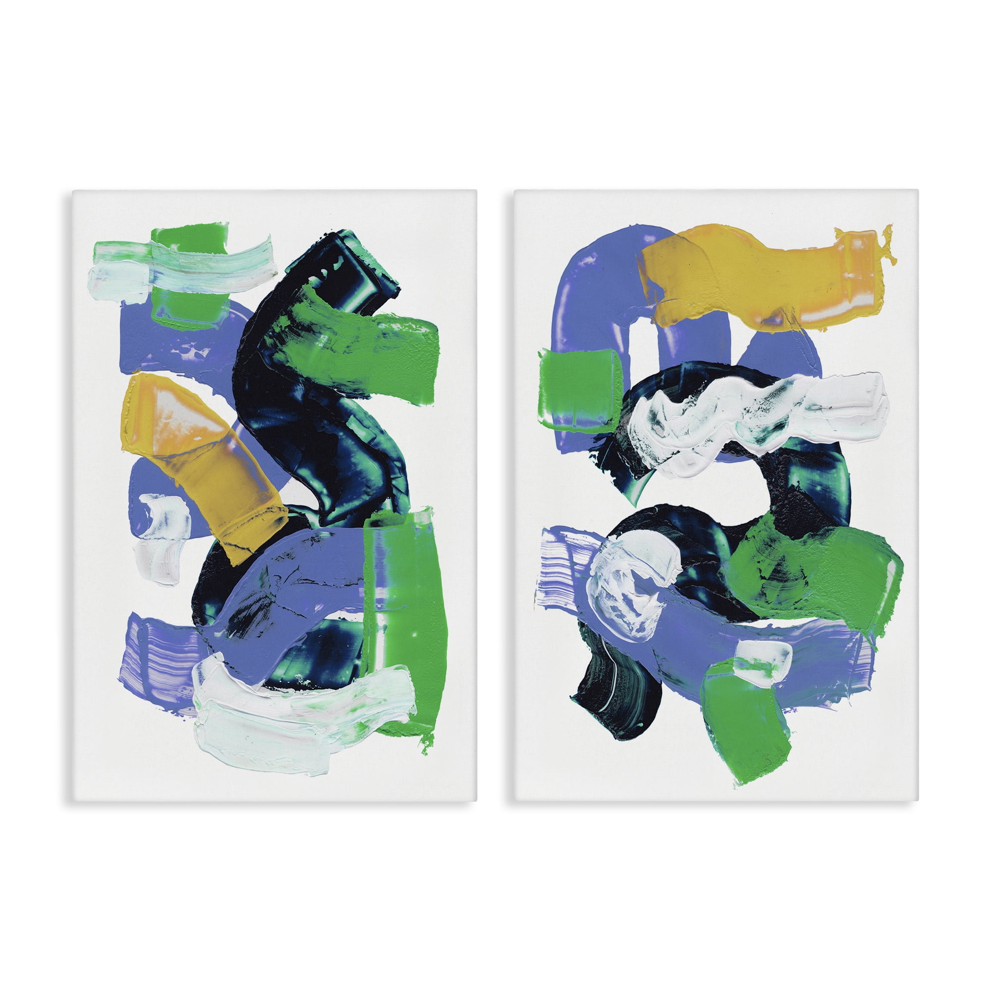 Stupell Industries Vibrant Abstract Tubes Abstract Painting Wrapped Canvas Art Print Wall Art, 16 x 24, Set of 2