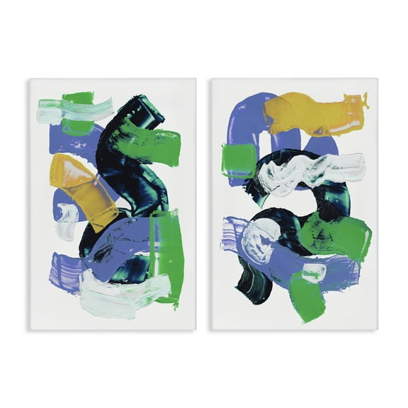 Stupell Industries Vibrant Abstract Tubes Abstract Painting Wrapped Canvas Art Print Wall Art, 16 x 24, Set of 2