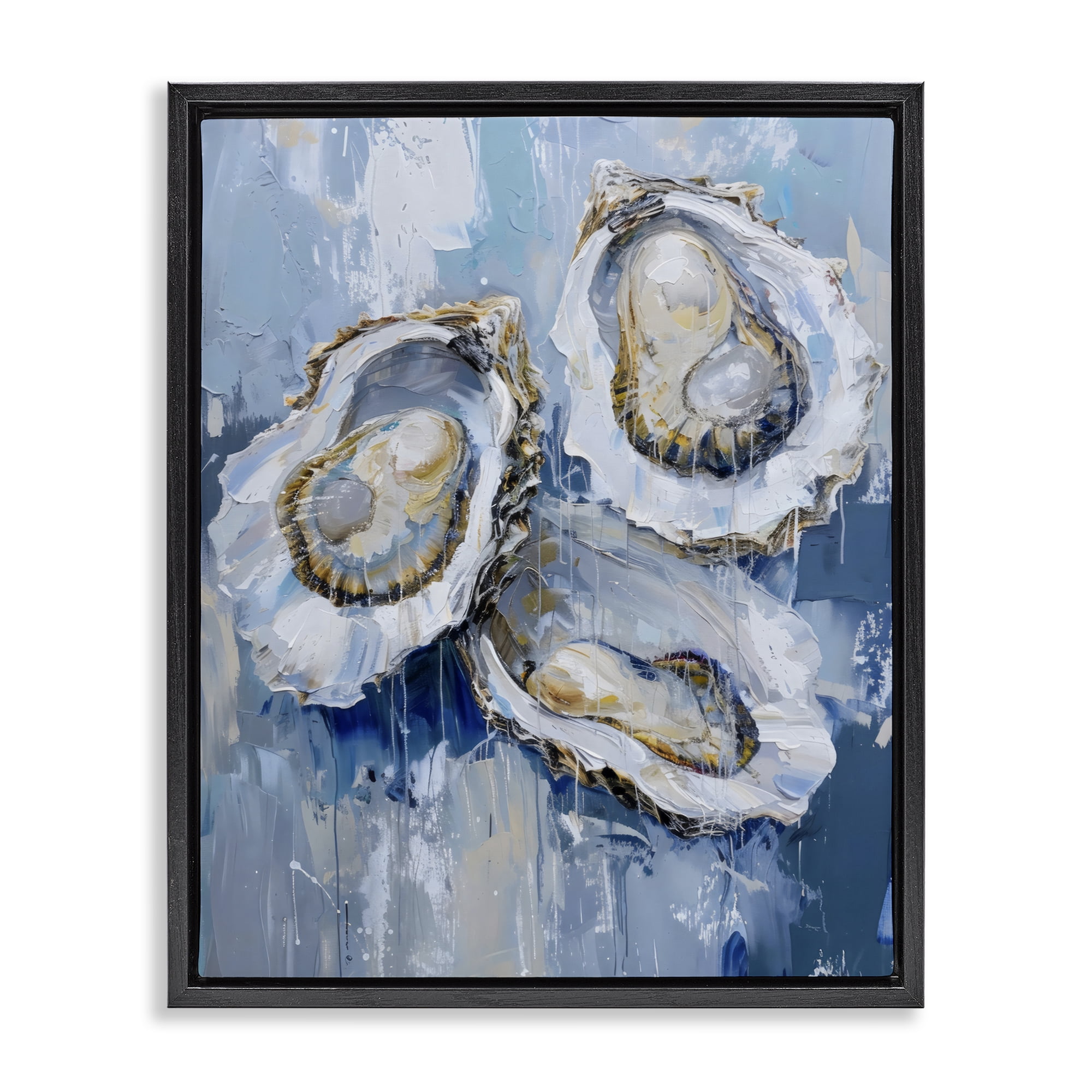 Stupell Industries Vibrant Blue Oysters Black Framed Floater Canvas Wall Art, design by Creative Studio