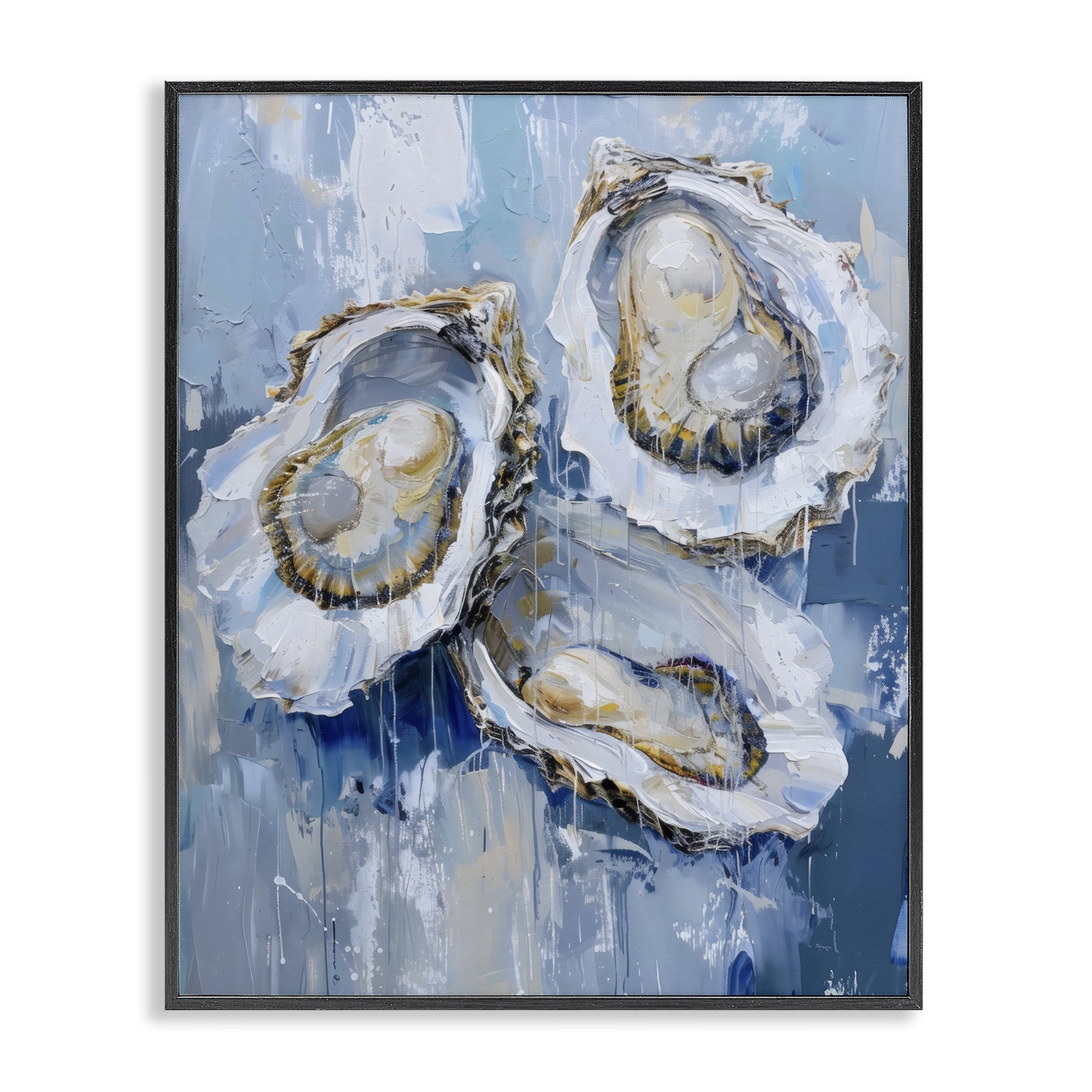 Stupell Industries Vibrant Blue Oysters Black Framed Giclee Art, design by Creative Studio