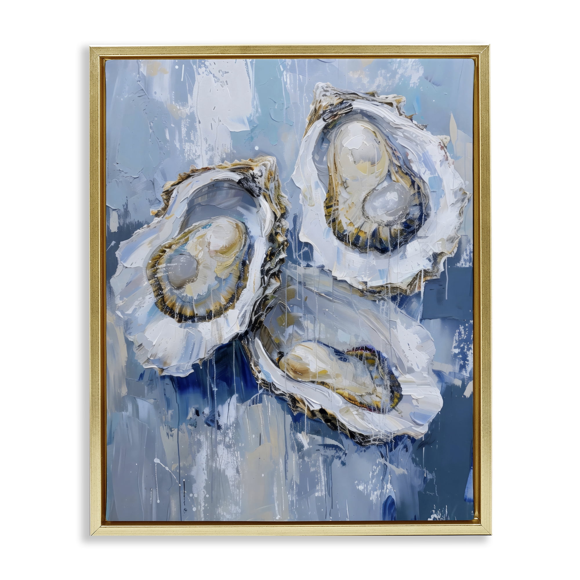 Stupell Industries Vibrant Blue Oysters Gold Framed Floater Canvas Wall Art, design by Creative Studio