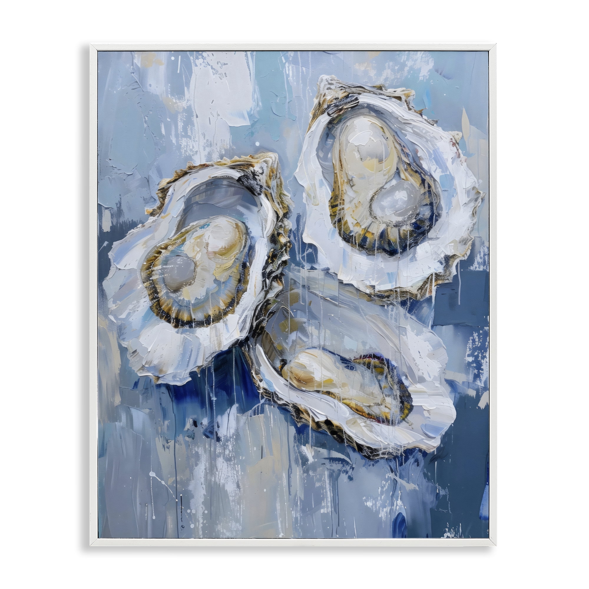 Stupell Industries Vibrant Blue Oysters White Framed Giclee Art, design by Creative Studio