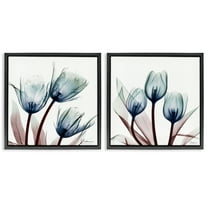 Stupell Industries Vibrant Blue Tulips Floral Painting Black Floater Framed Canvas Art Print Wall Art, 18 x 18, Set of 2