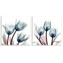 Stupell Industries Vibrant Blue Tulips Floral Painting Unframed Art Print Wall Art, 12 x 12, Set of 2