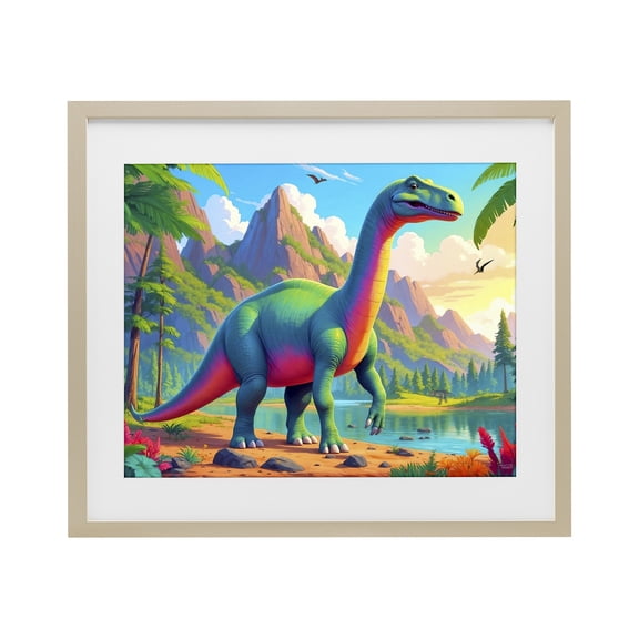 Stupell Industries Vibrant Brontosaurus by River Birch Framed Print Under Glass, design by Tabz Jones