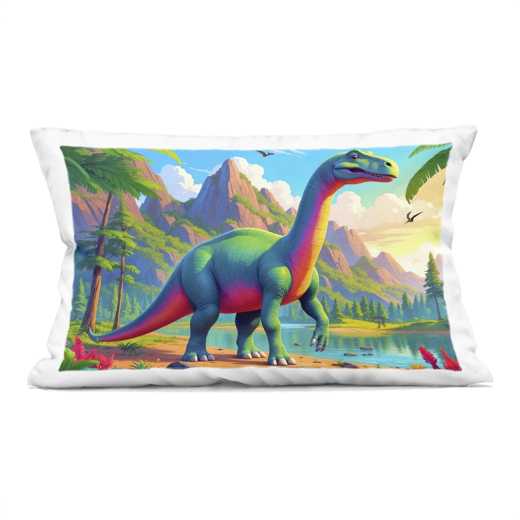 Stupell Industries Vibrant Brontosaurus by River Decorative Printed Throw Pillow, design by Tabz Jones