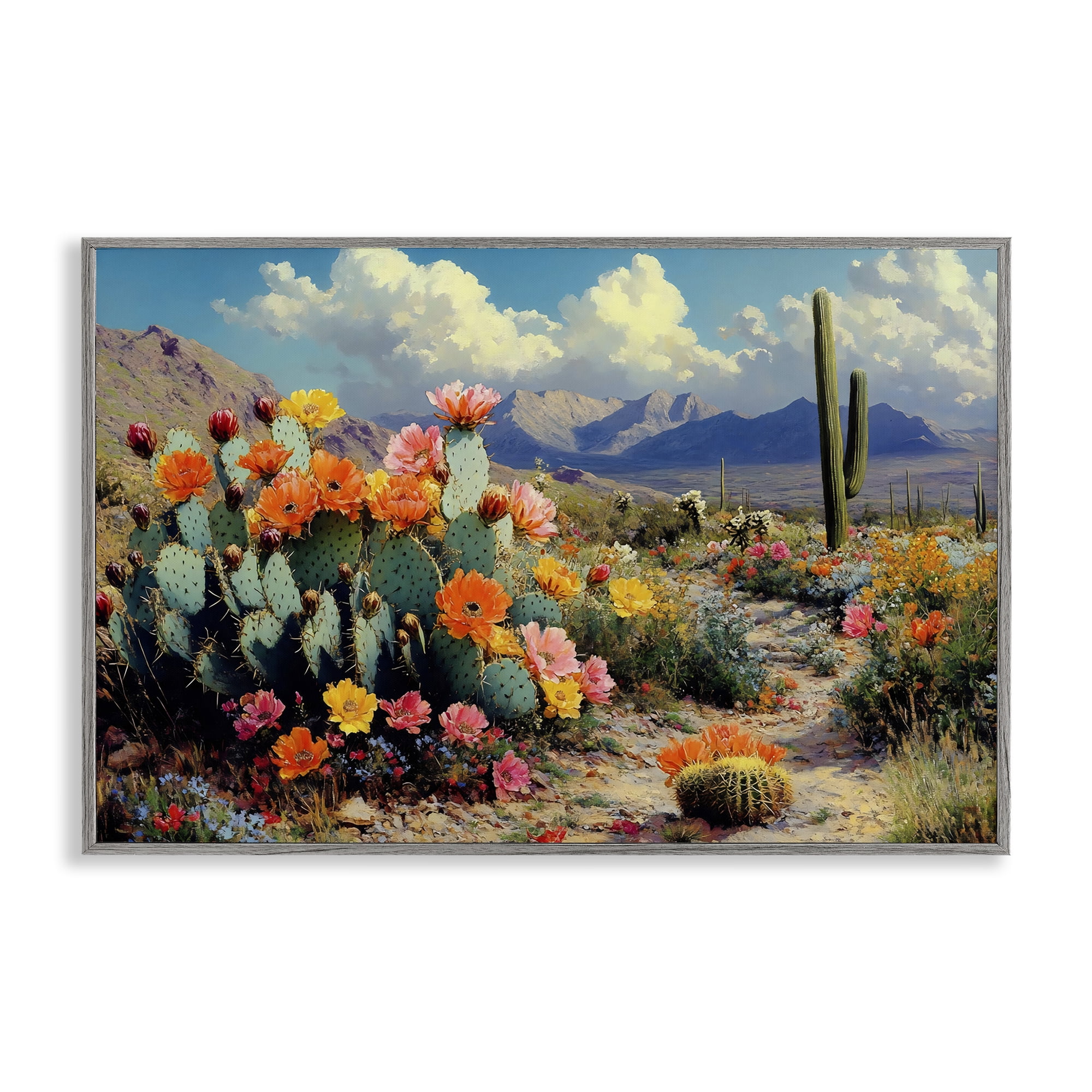 Stupell Industries Vibrant Cacti in Desert Gray Framed Giclee Art, design by Franklyn Gregory
