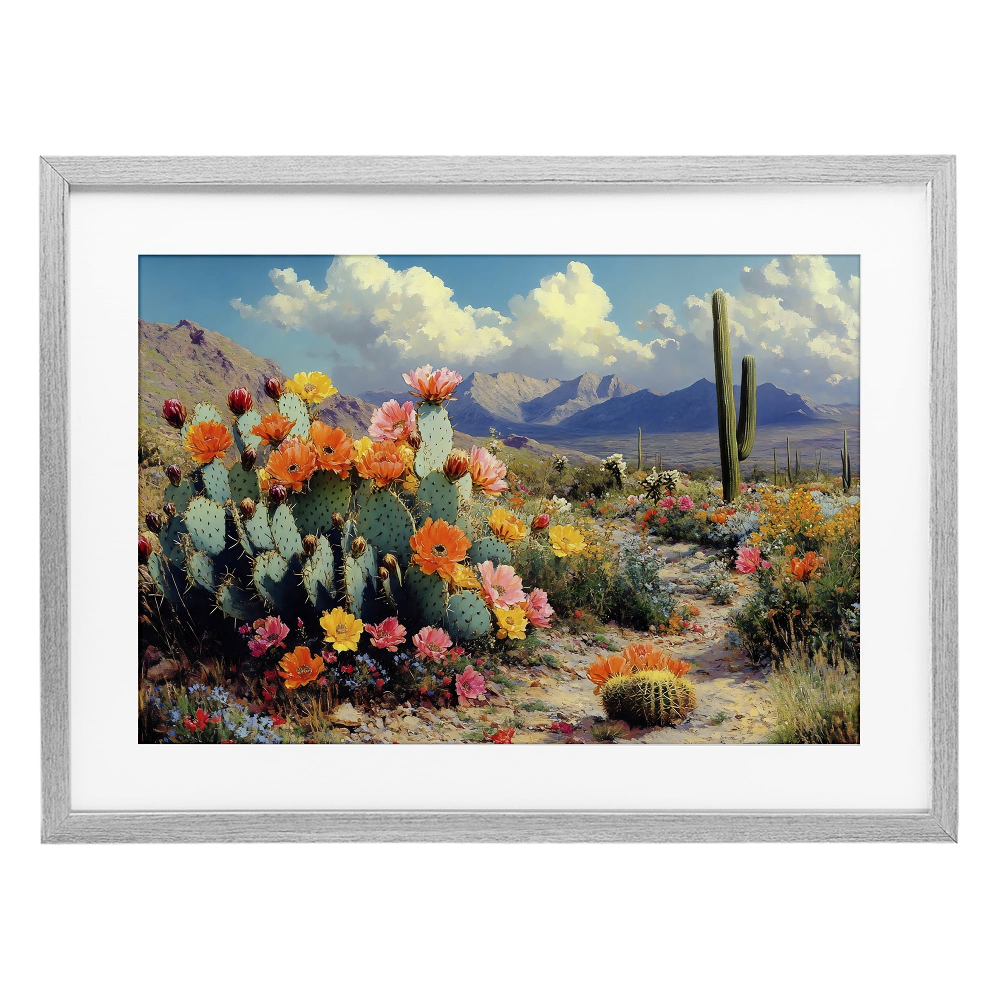 Stupell Industries Vibrant Cacti in Desert Gray Framed Print Under Glass, design by Franklyn Gregory