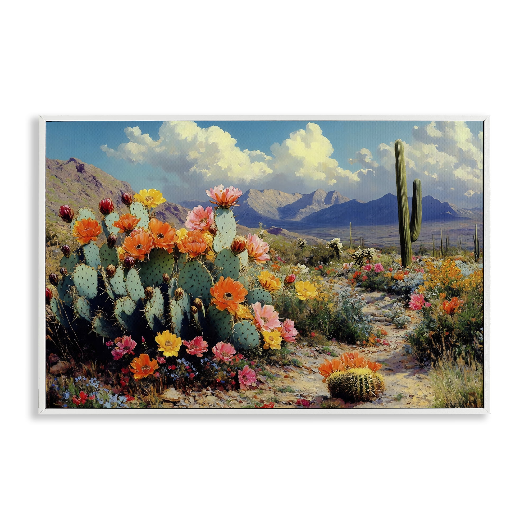 Stupell Industries Vibrant Cacti in Desert White Framed Giclee Art, design by Franklyn Gregory