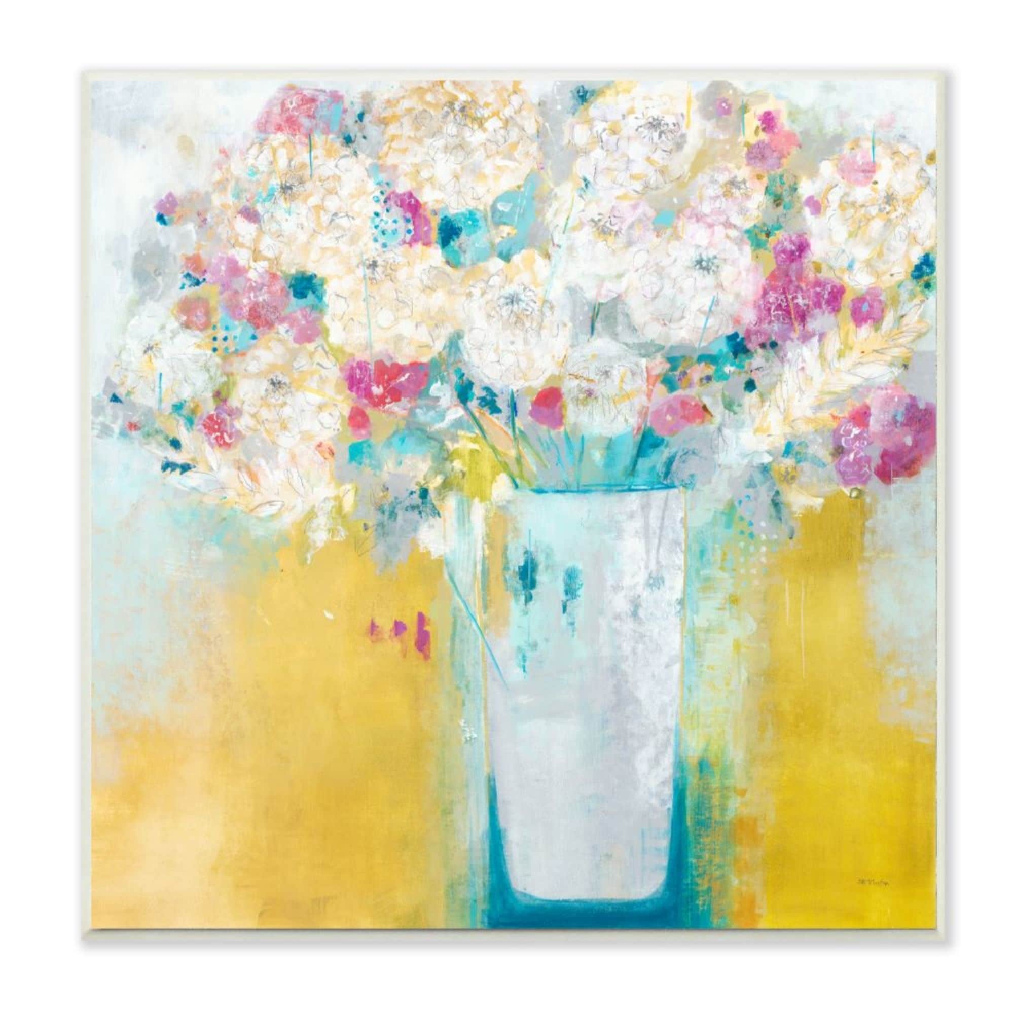 Stupell Industries Vibrant Carnations Yellow Pink White Abstract Florals Design by Third and Wall