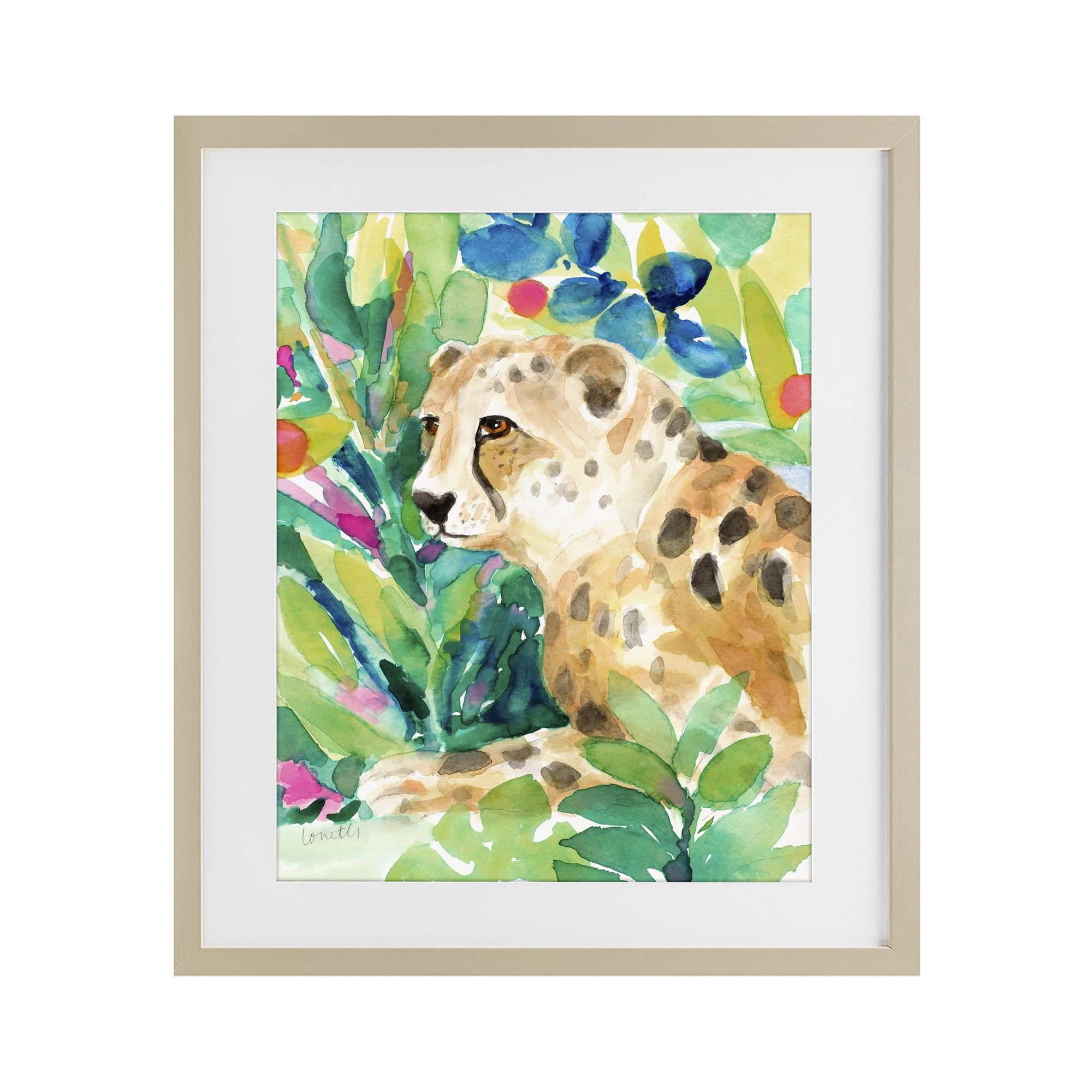 Stupell Industries Vibrant Chillin' Cheetah Birch Framed Print Under Glass, design by Lanie Loreth