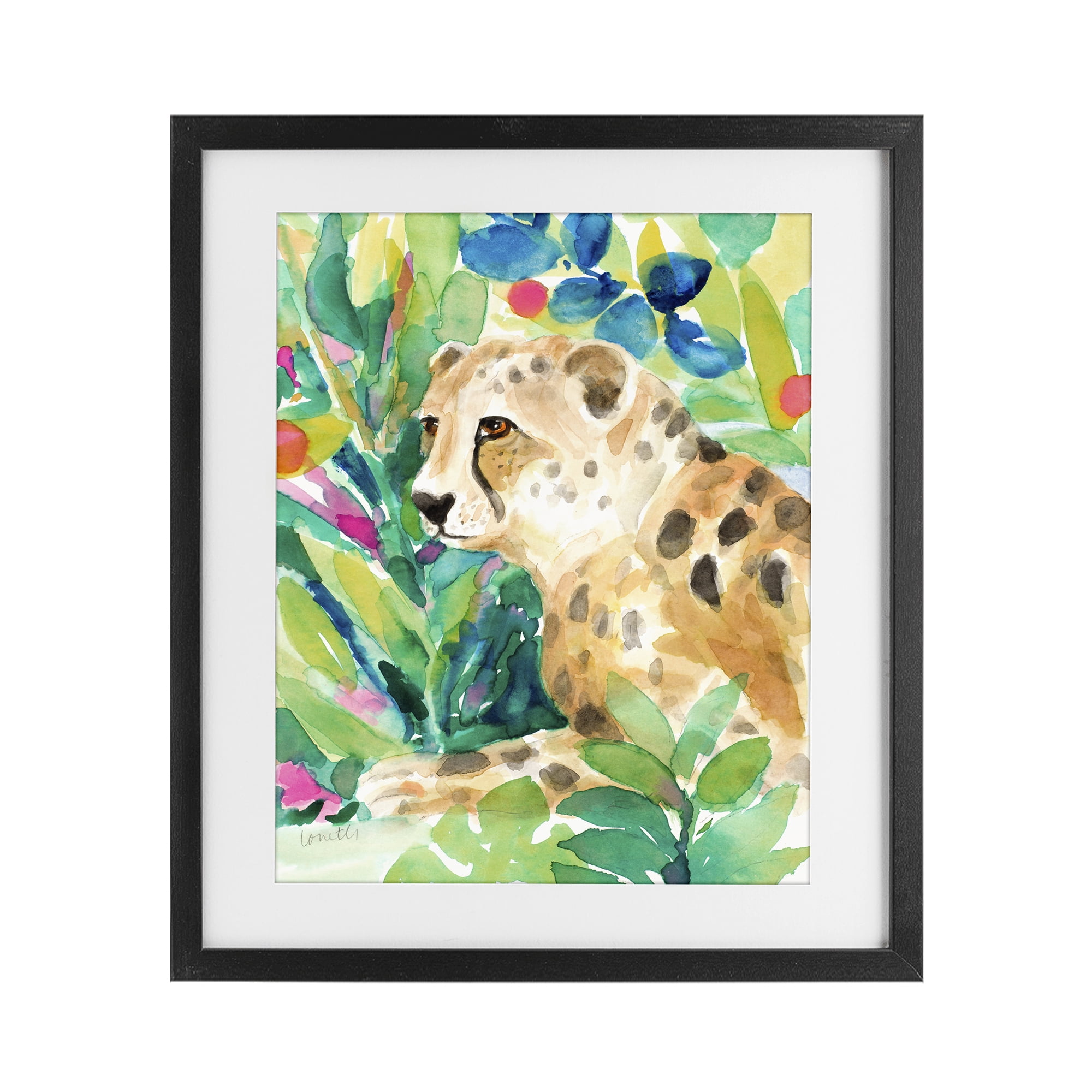Stupell Industries Vibrant Chillin' Cheetah Black Framed Print Under Glass, design by Lanie Loreth