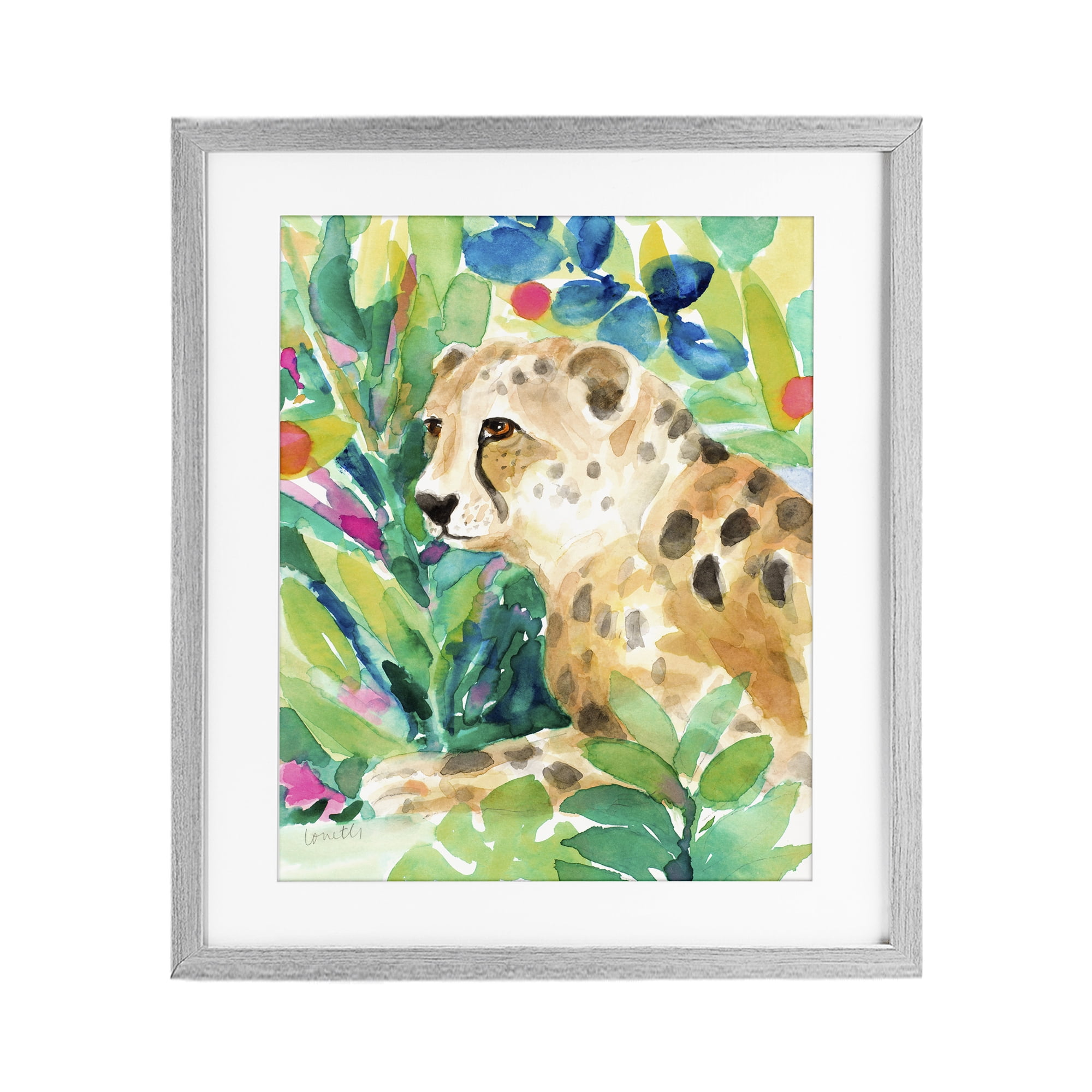 Stupell Industries Vibrant Chillin' Cheetah Gray Framed Print Under Glass, design by Lanie Loreth