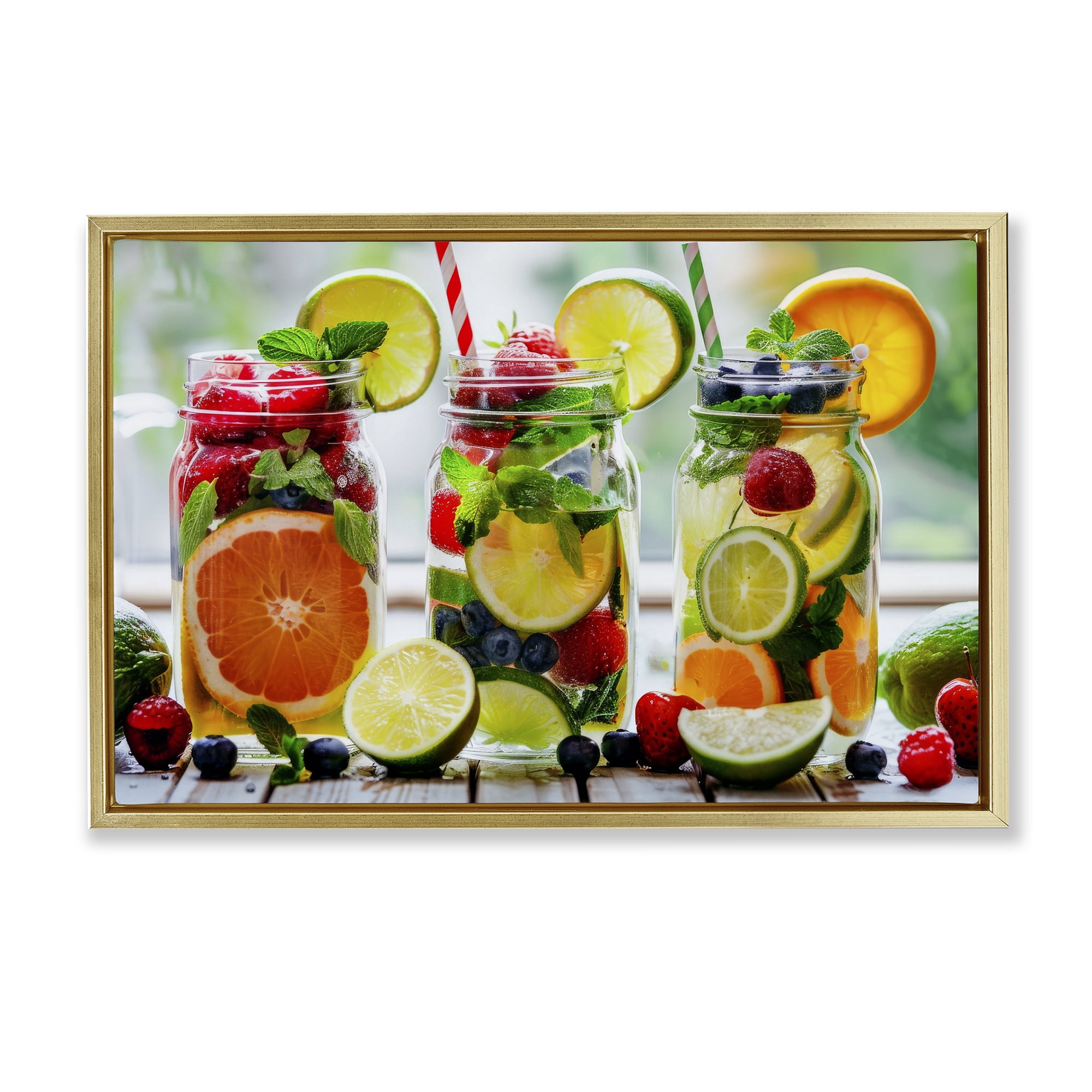 Stupell Industries Vibrant Citrus & Berry Infusion Gold Framed Floater Canvas Wall Art, design by Lazar Studio