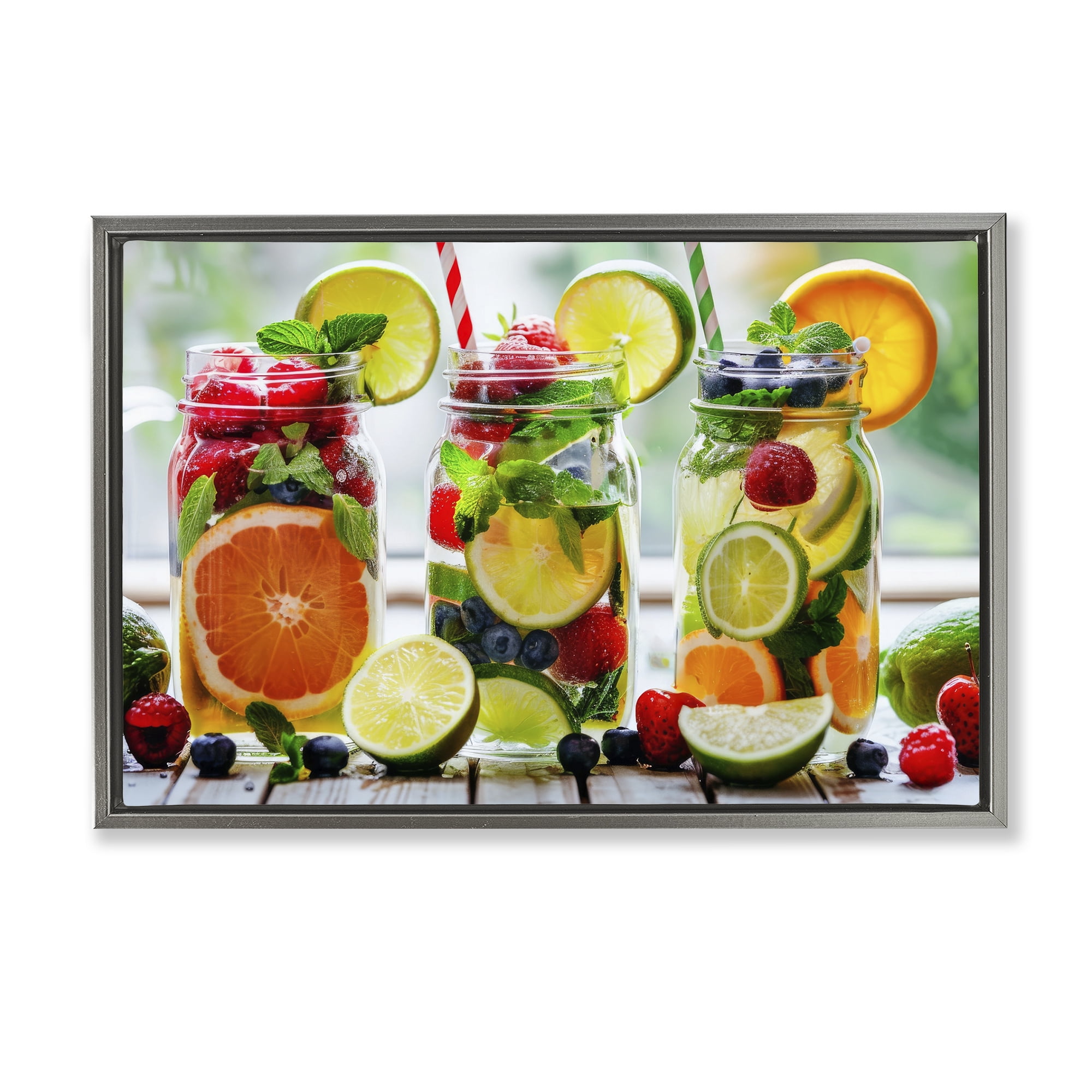 Stupell Industries Vibrant Citrus & Berry Infusion Gray Framed Floater Canvas Wall Art, design by Lazar Studio