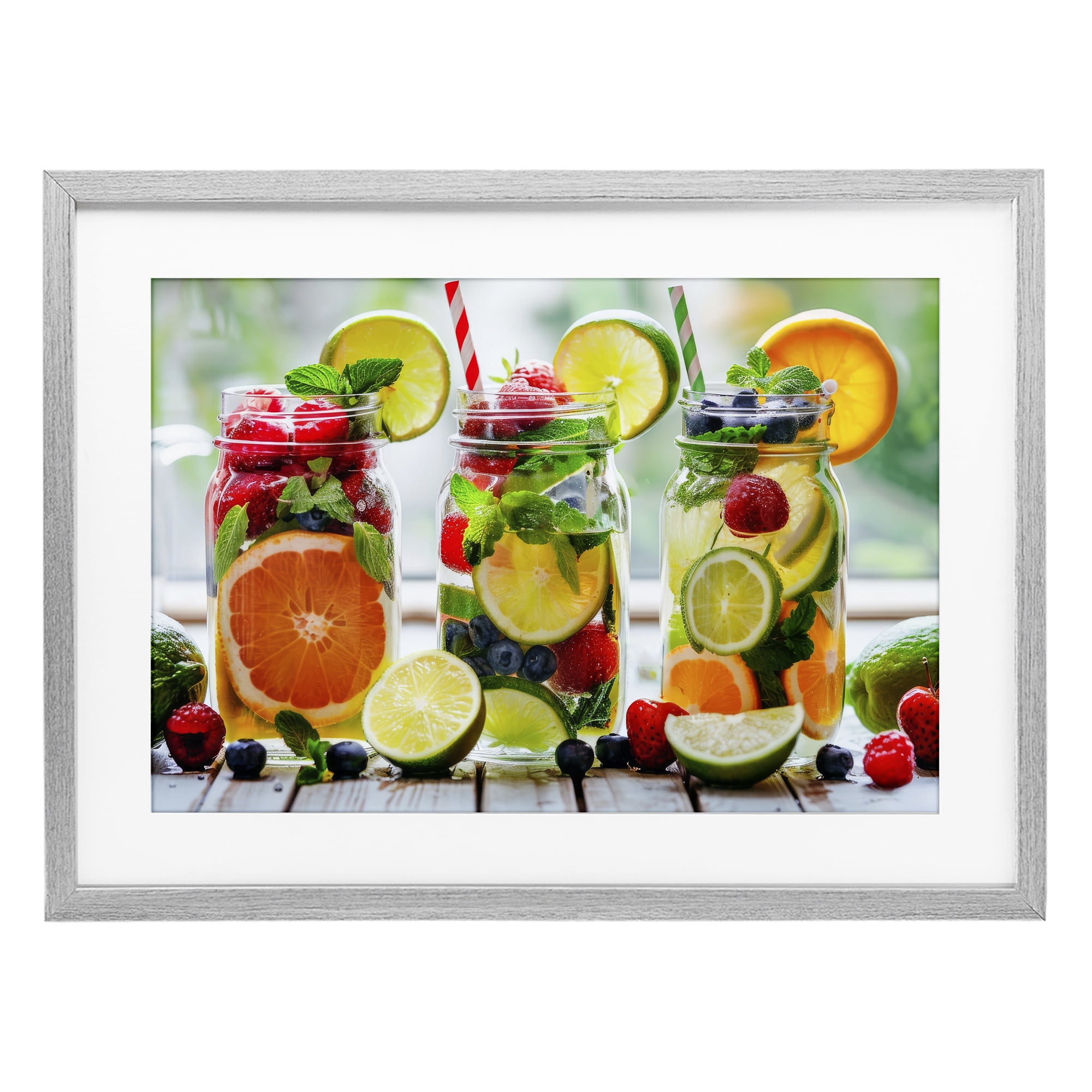 Stupell Industries Vibrant Citrus & Berry Infusion Gray Framed Print Under Glass, design by Lazar Studio